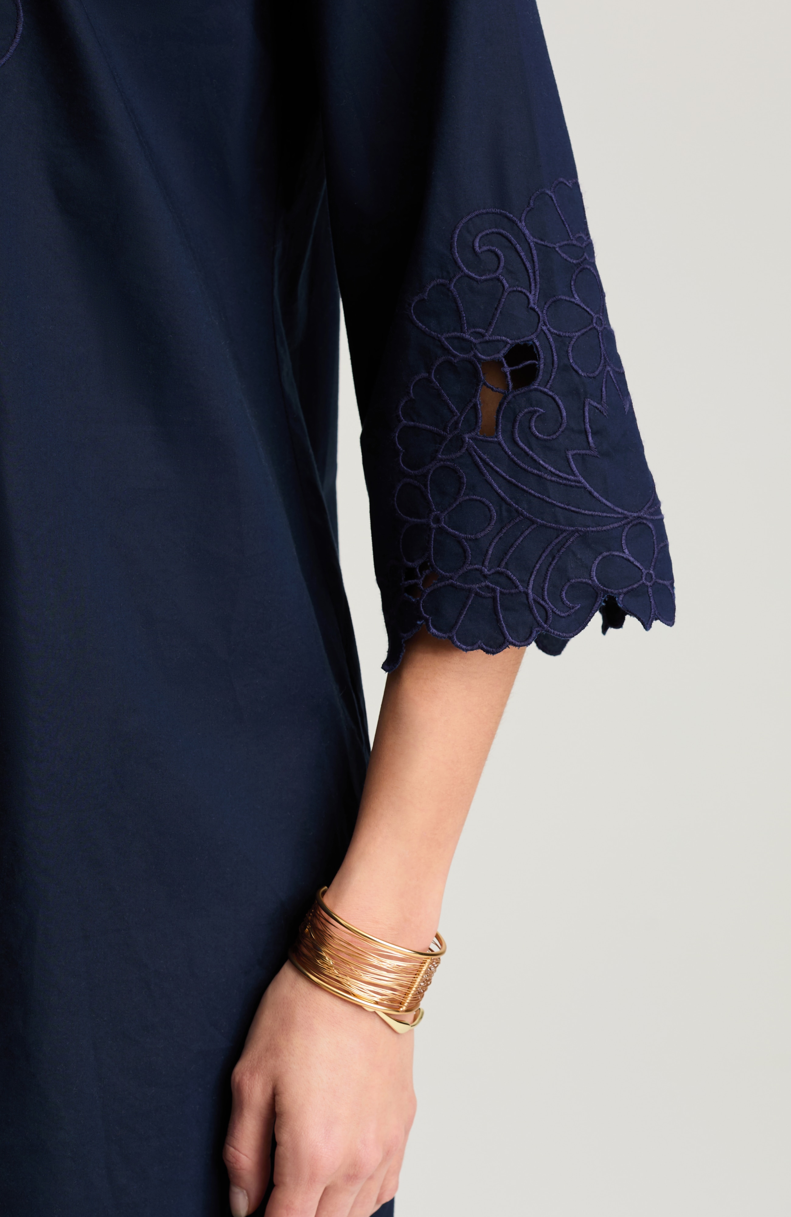 eyelet split-neck dress