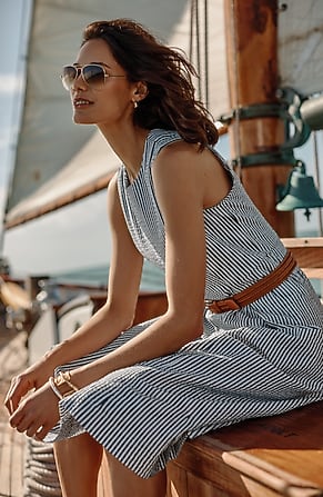 Image for Pleat-Front A-Line Midi Dress