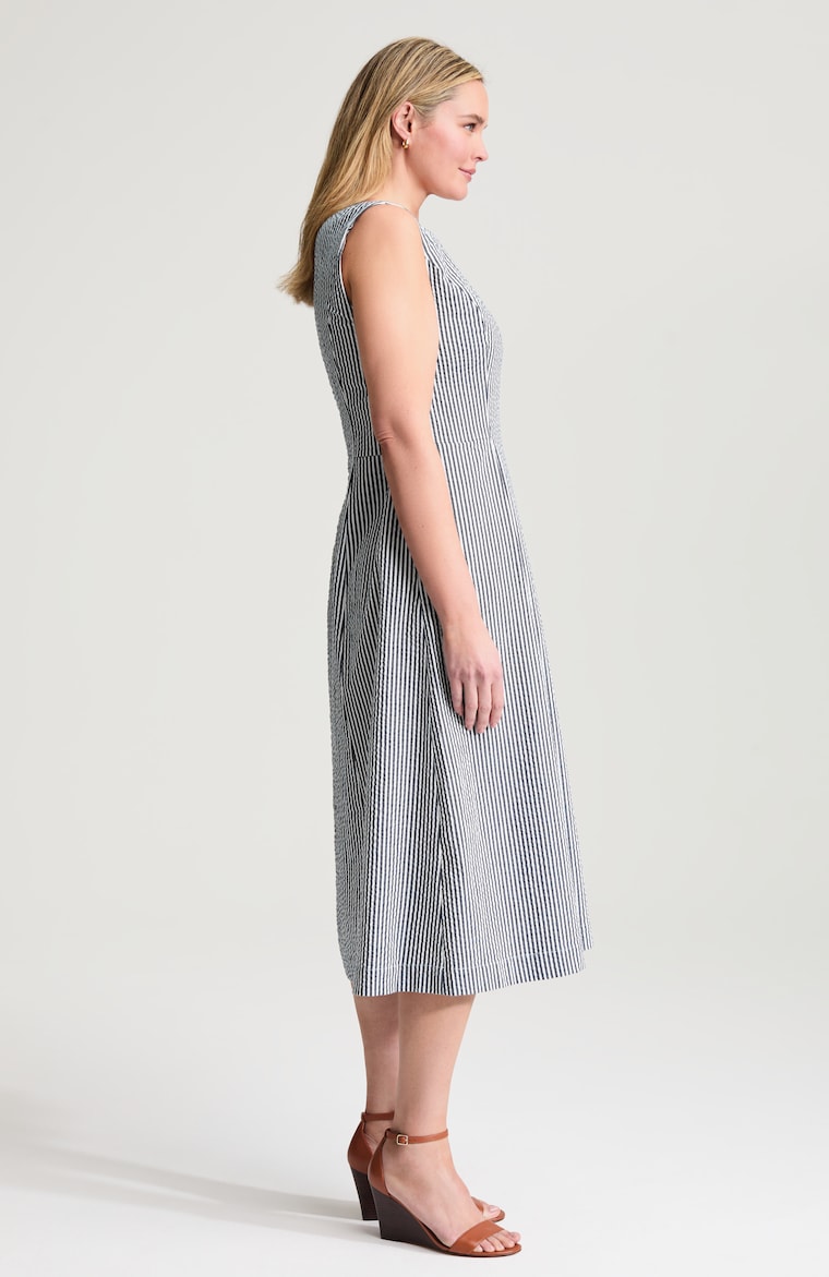 pleat front midi dress Pleated Front Midi Dress / White M