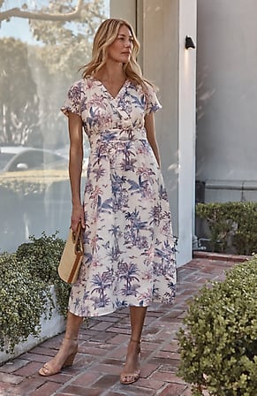 Image for Printed Linen Midi Dress