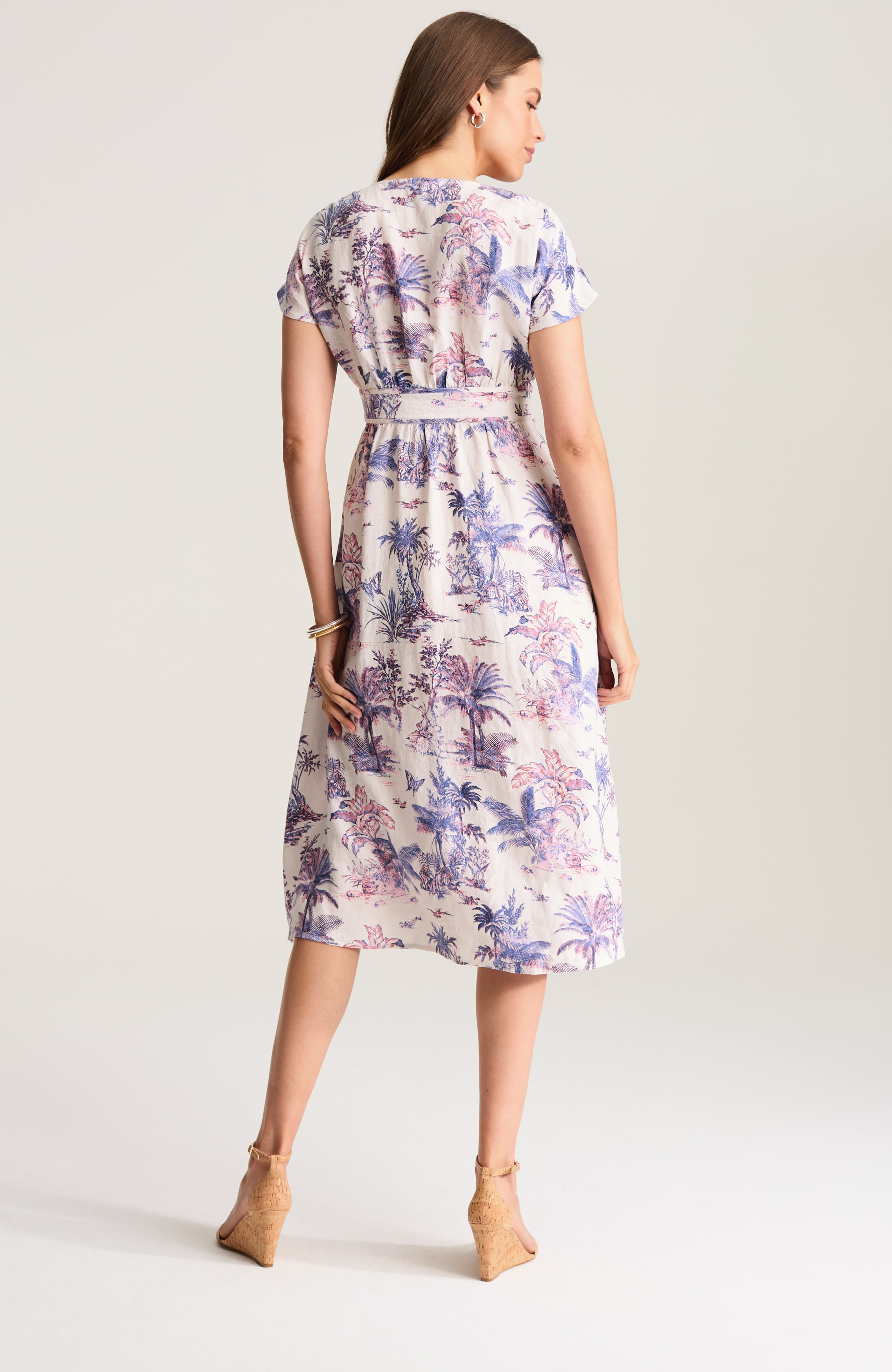 printed linen midi dress