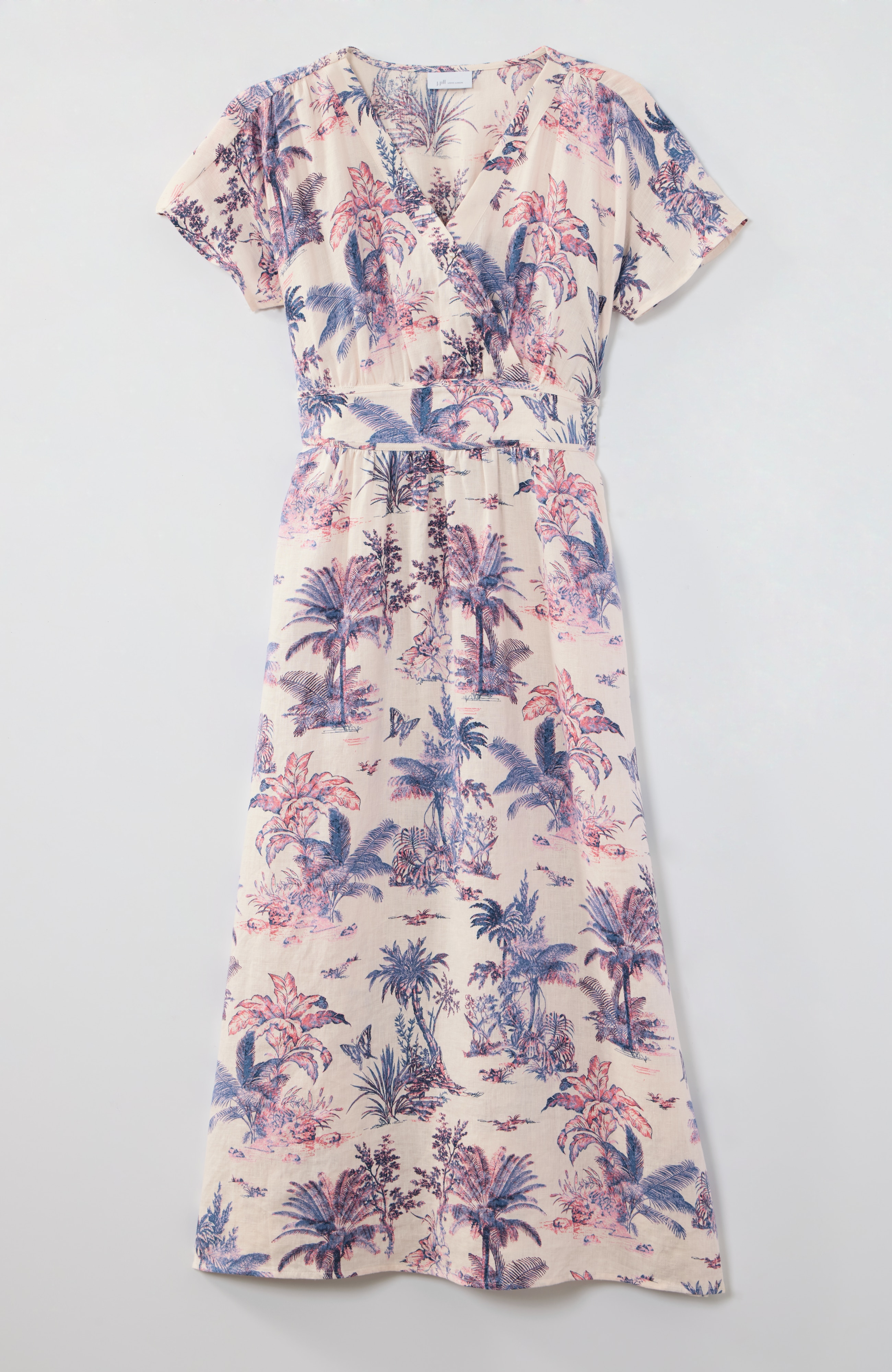 printed linen midi dress