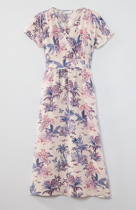 knee length dresses for ladies Short Sleeve Linen Midi Dress (Chantilly) main image 0