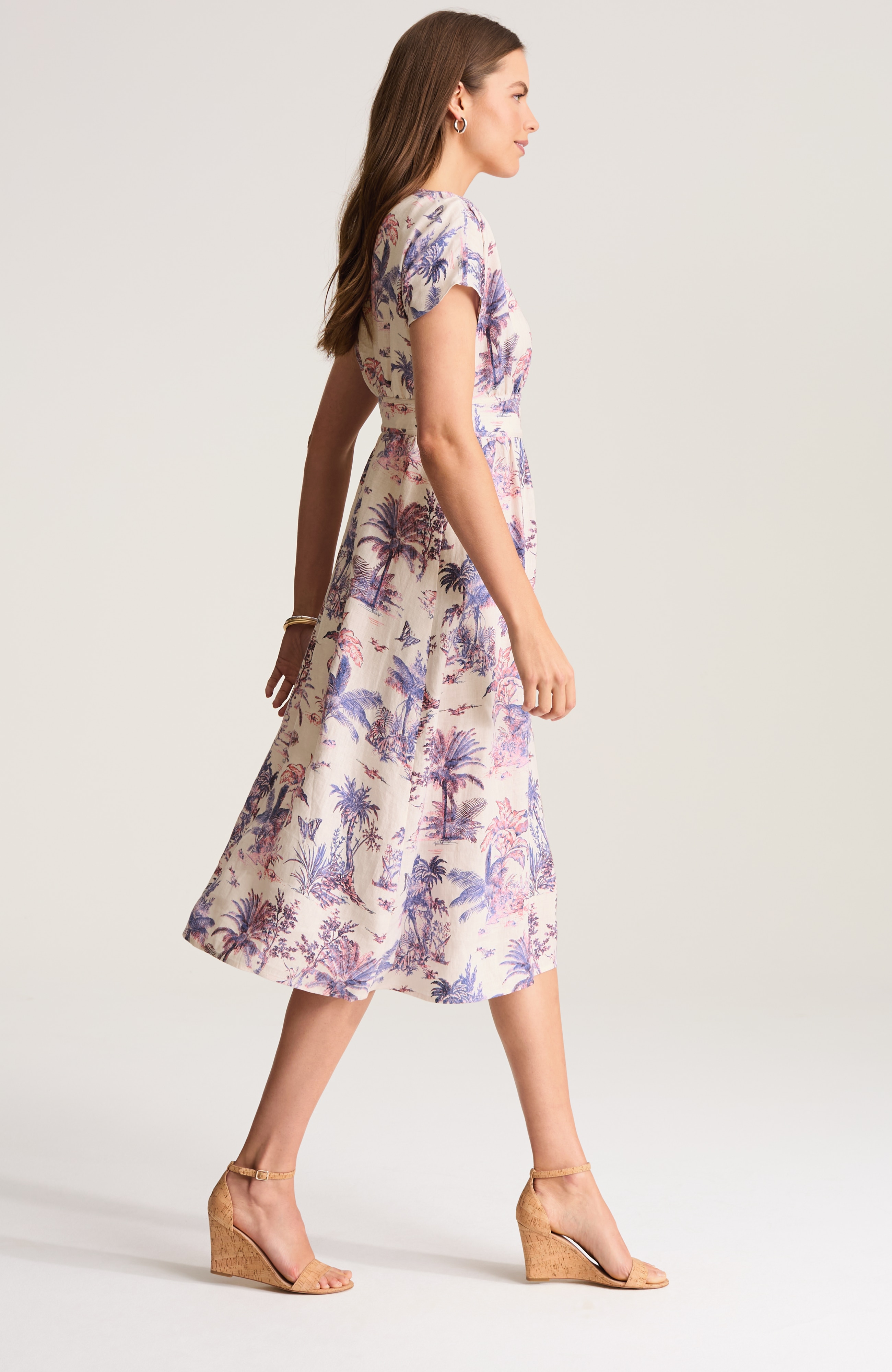 printed linen midi dress