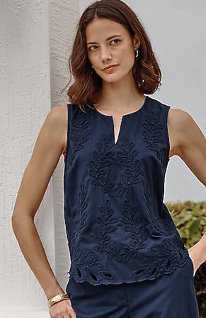Image for Eyelet Poplin Tank
