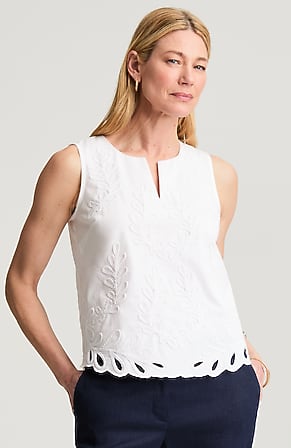 Image for Eyelet Poplin Tank