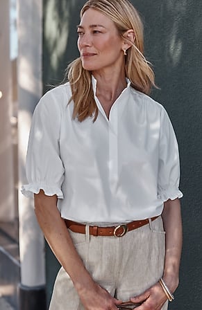 Image for Ruffled Cotton-Poplin Top