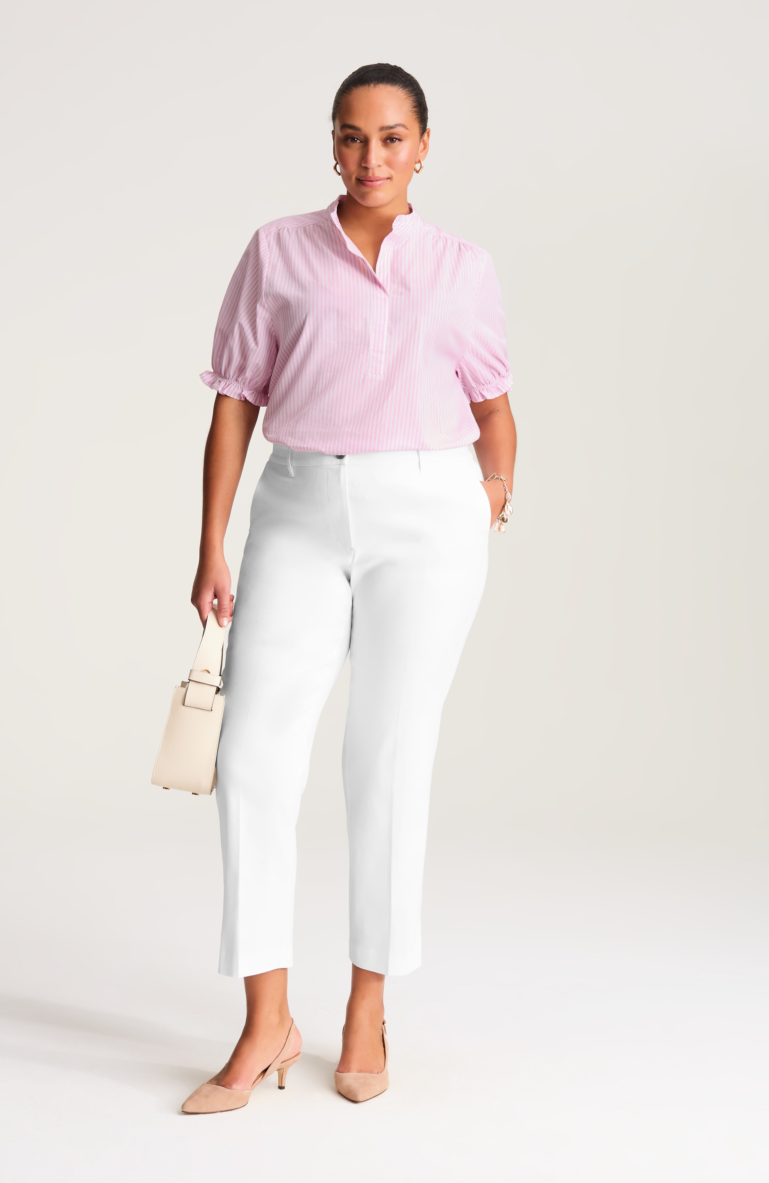 ruffled cotton-poplin top