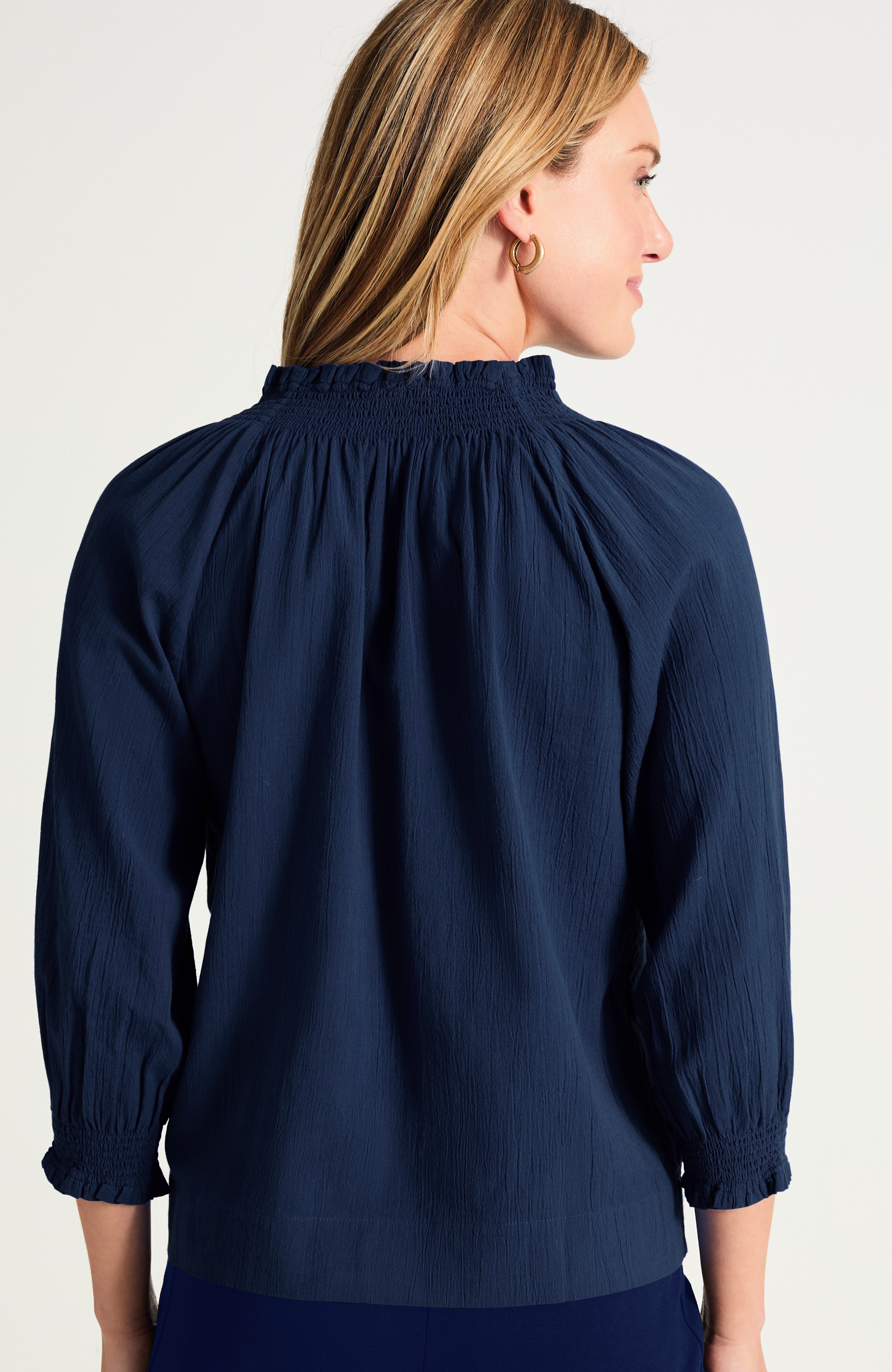 smocked cotton top