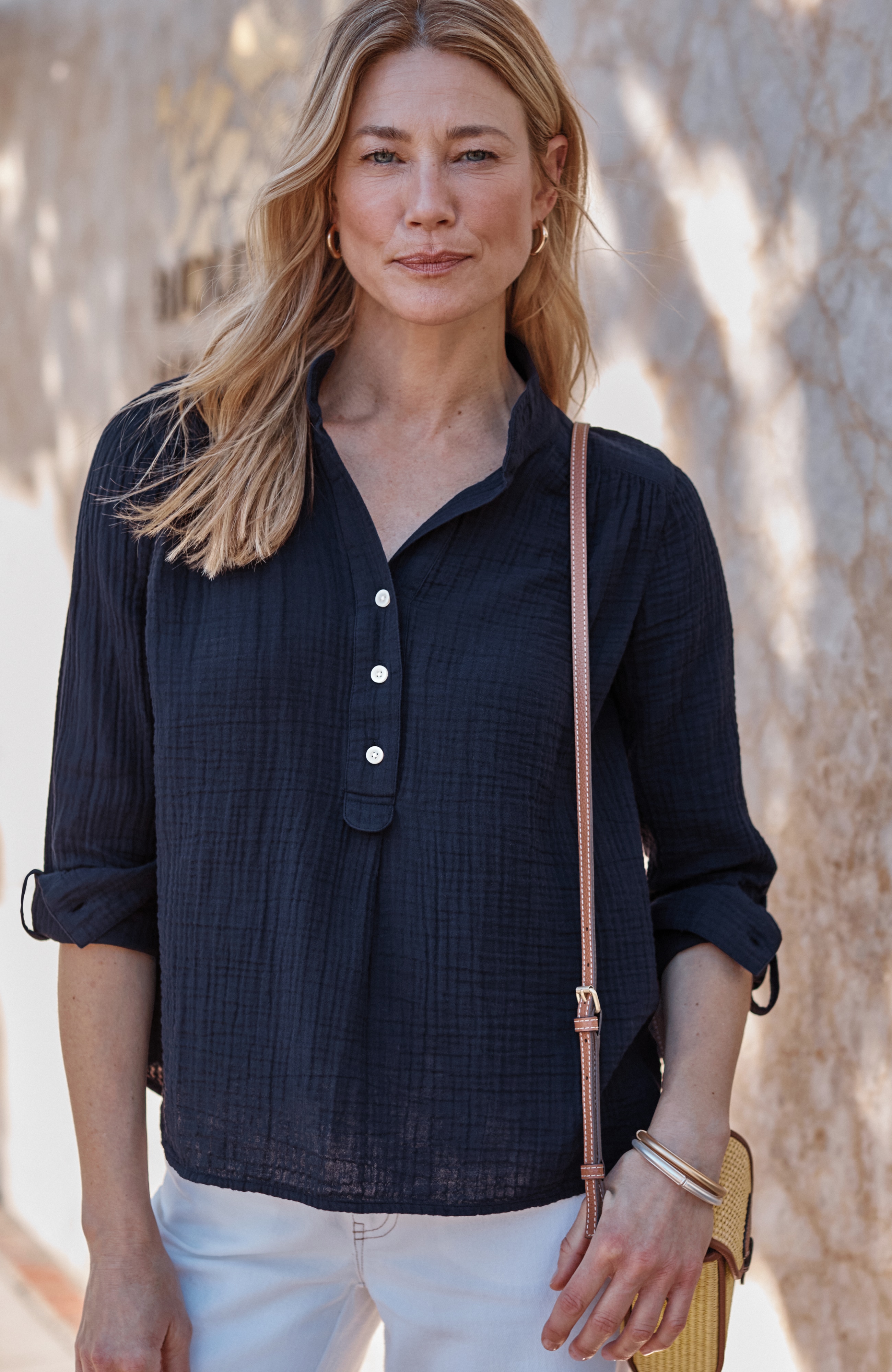 トップス sillage henley popover shirt COTTON-GAUZE HENLEY POPOVER | JJill