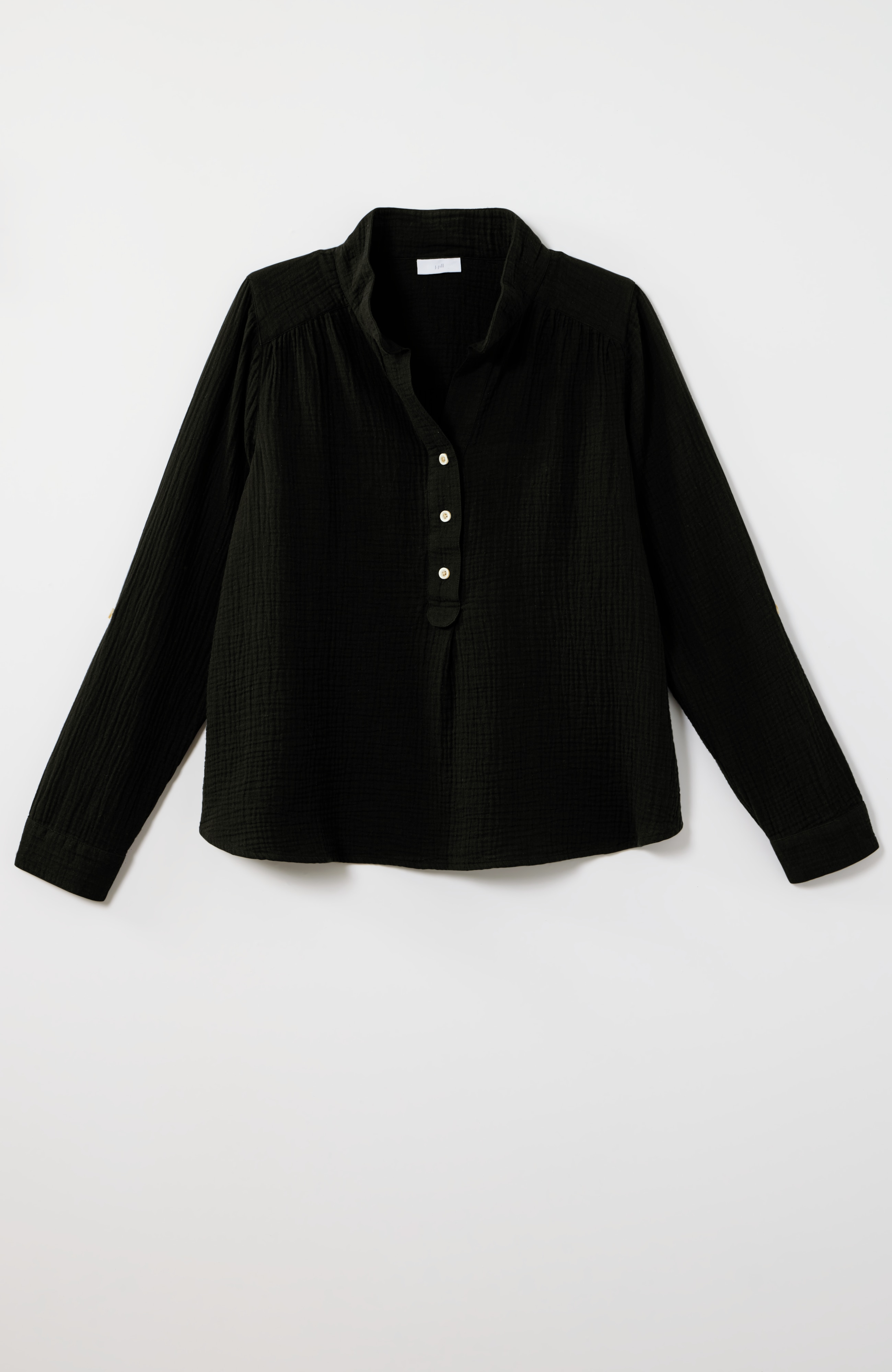 Cotton-Gauze Henley Popover | JJill