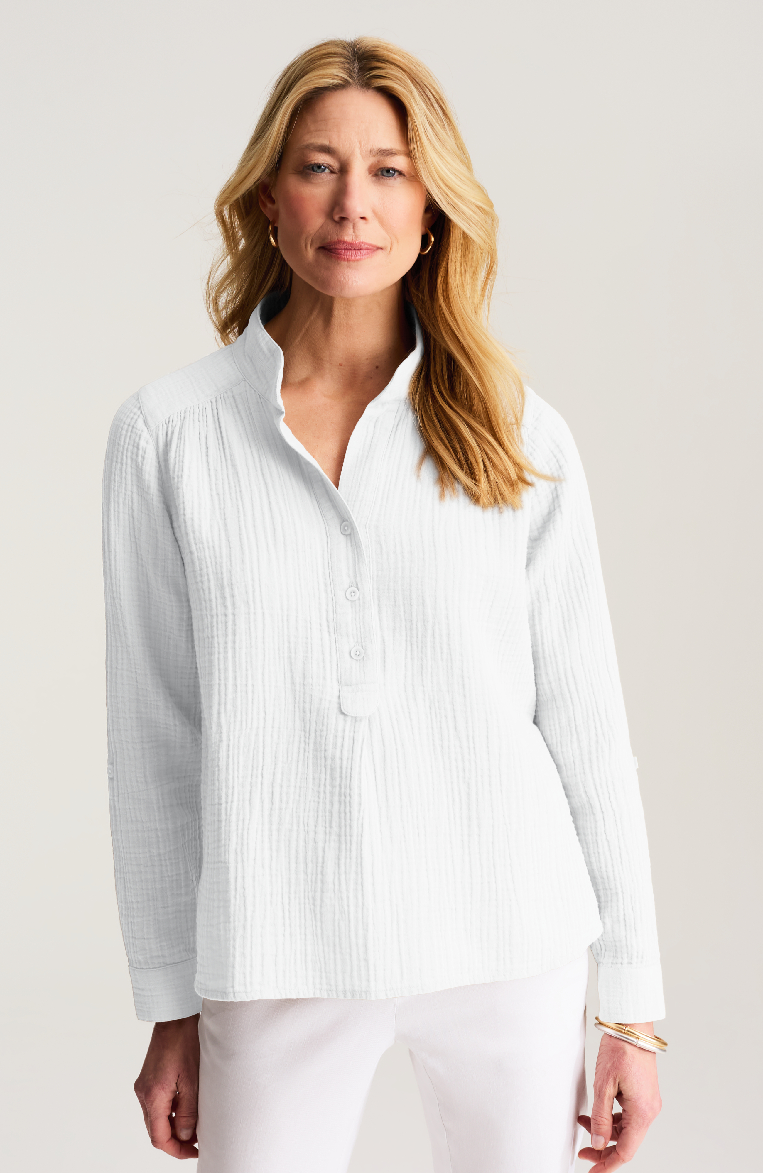 Cotton-Gauze Henley Popover - image 3