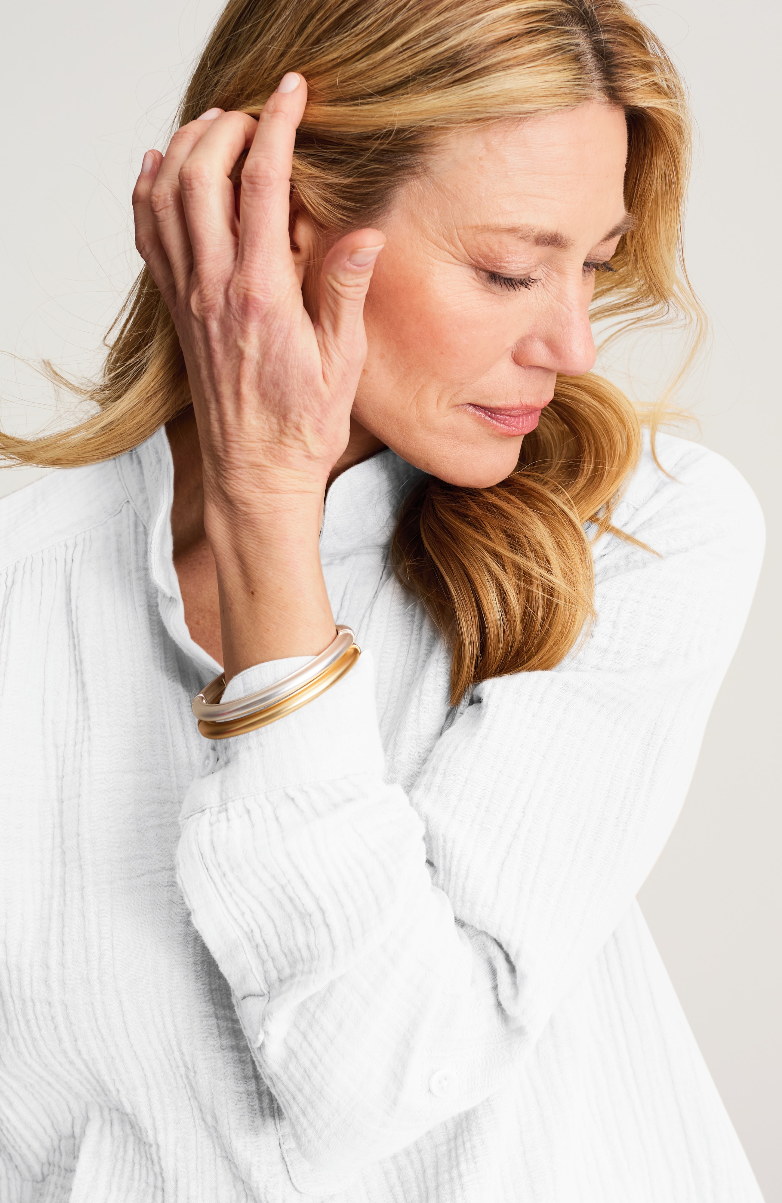 Cotton-Gauze Henley Popover