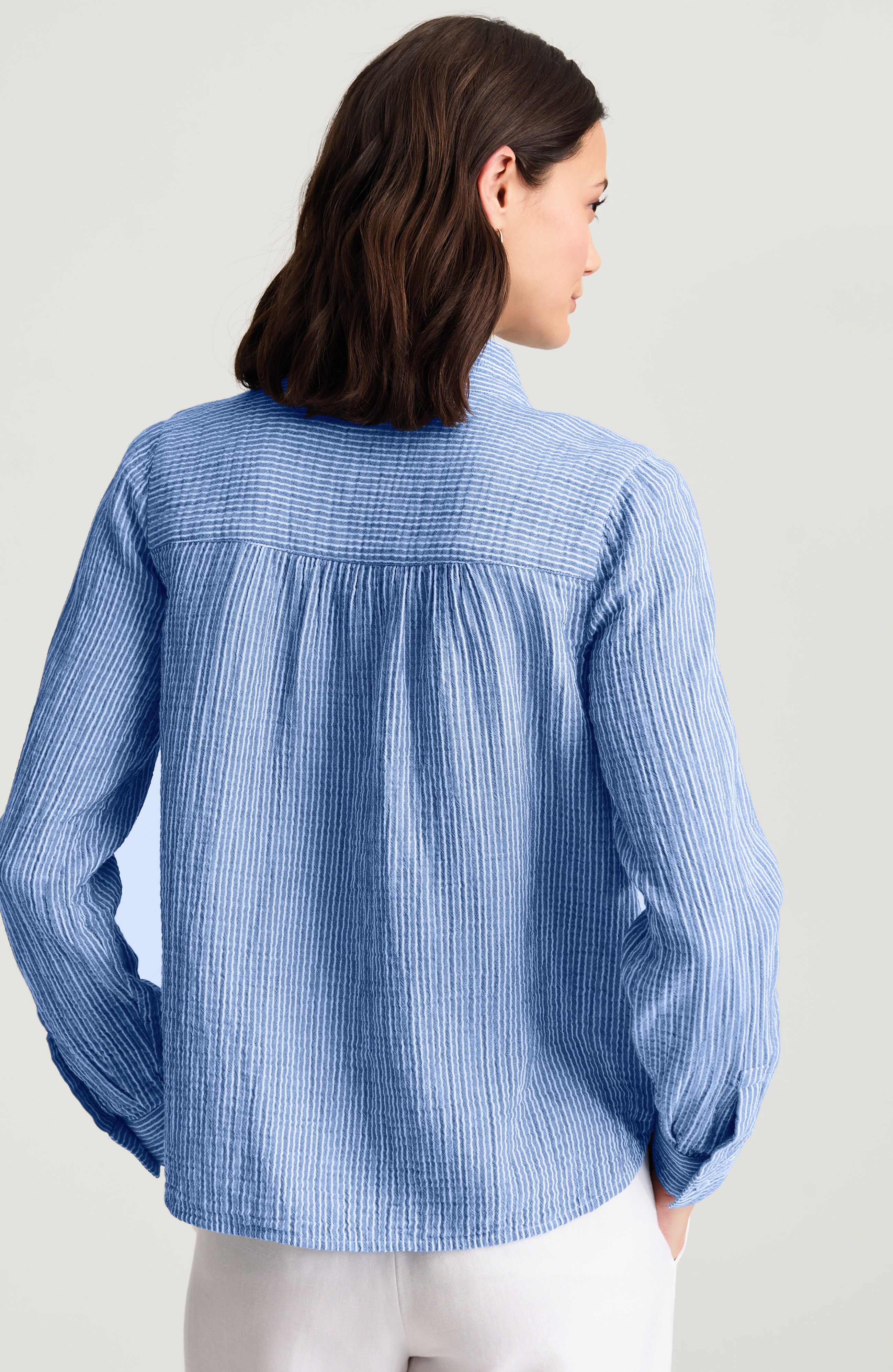 Cotton-Gauze Henley Popover | JJill