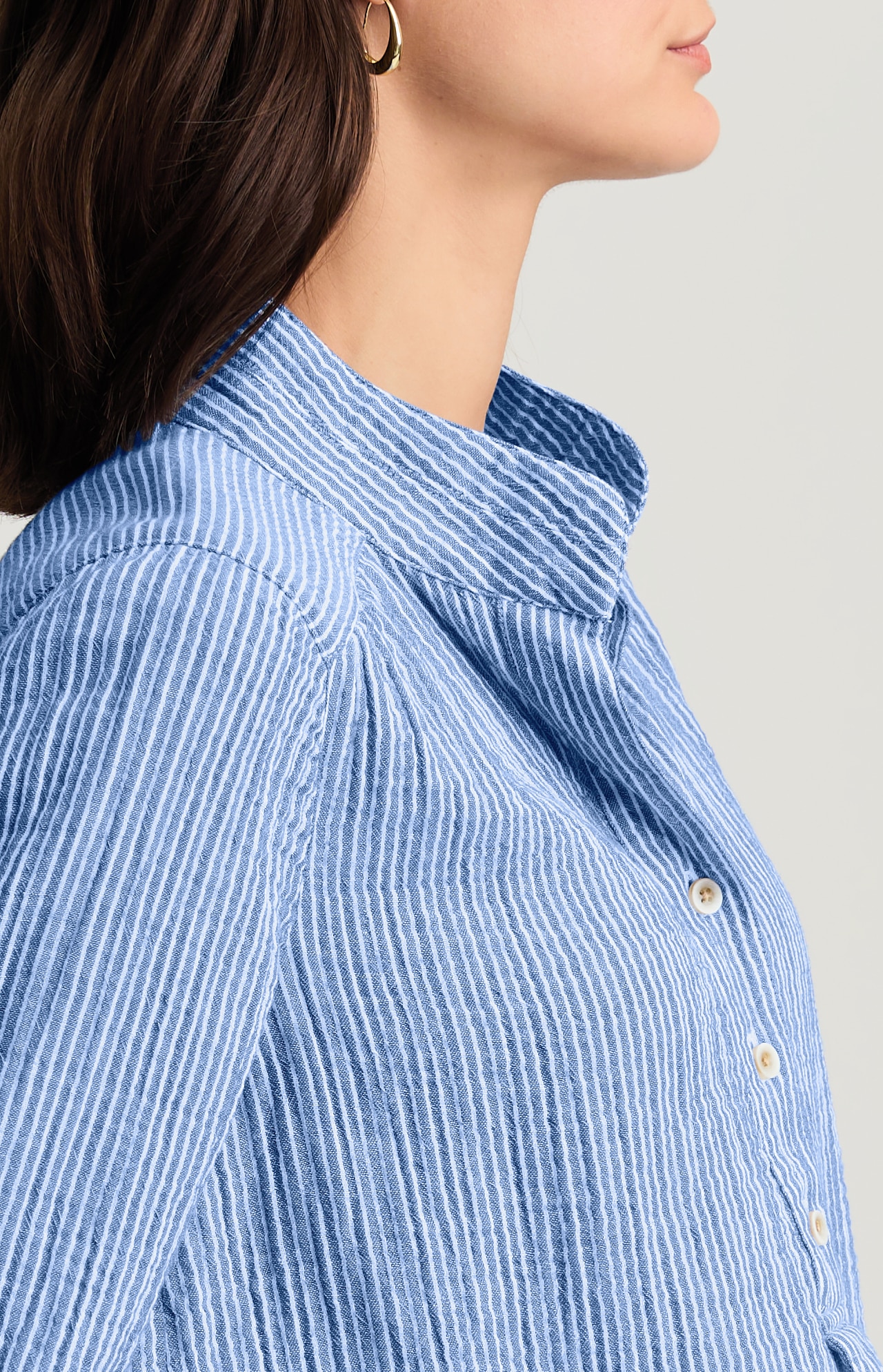 COTTON-GAUZE HENLEY POPOVER | JJill