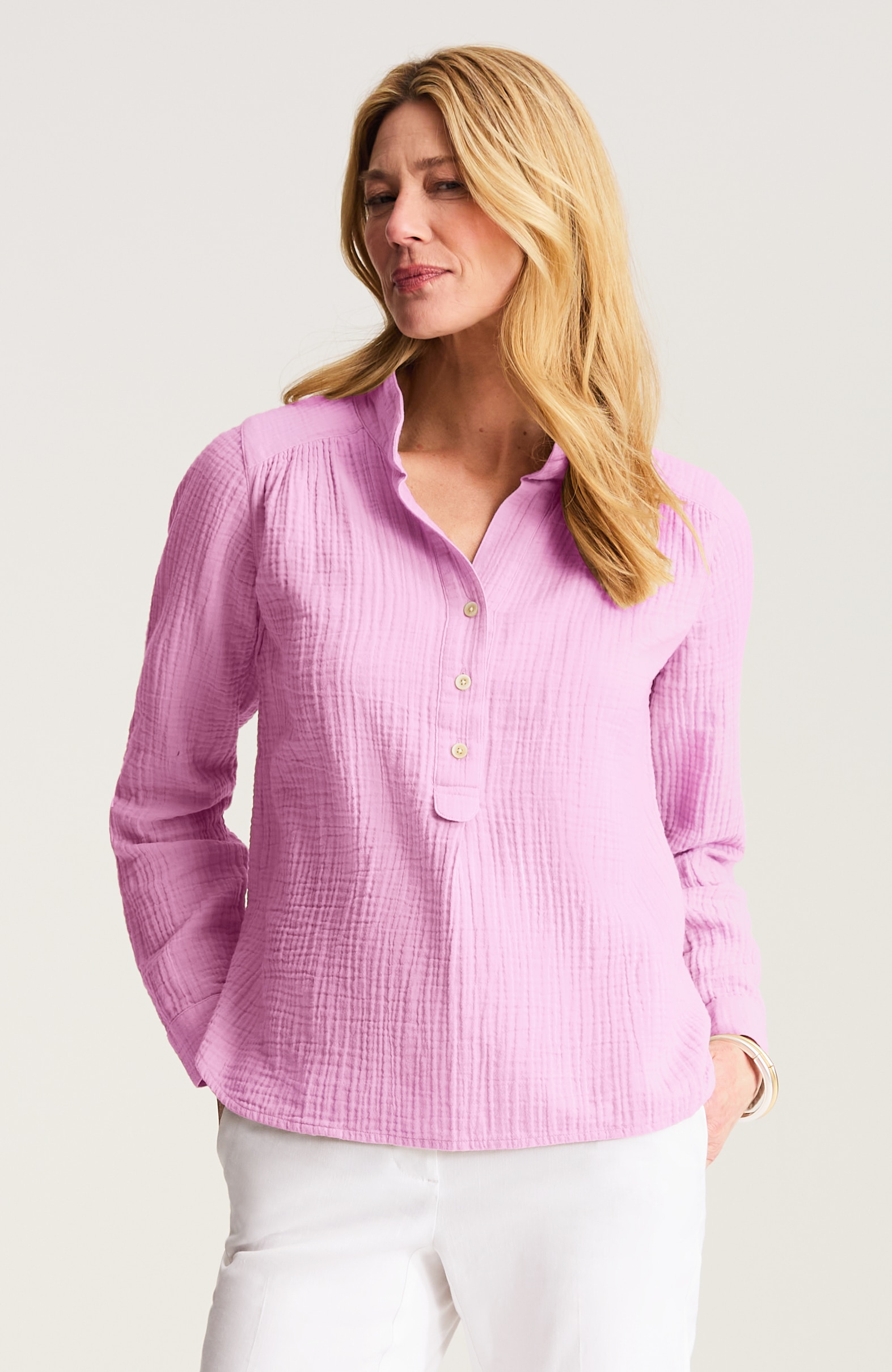 cotton-gauze henley popover