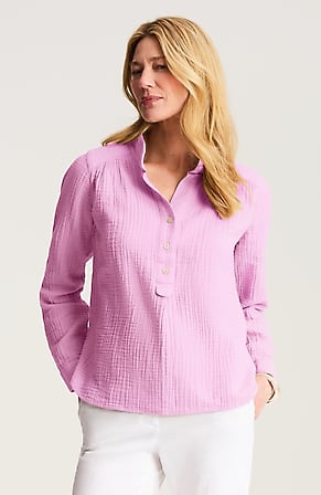 Image for Cotton-Gauze Henley Popover