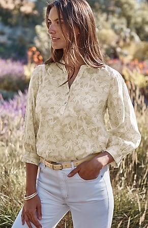 Image for Linen Puff-Sleeve Popover