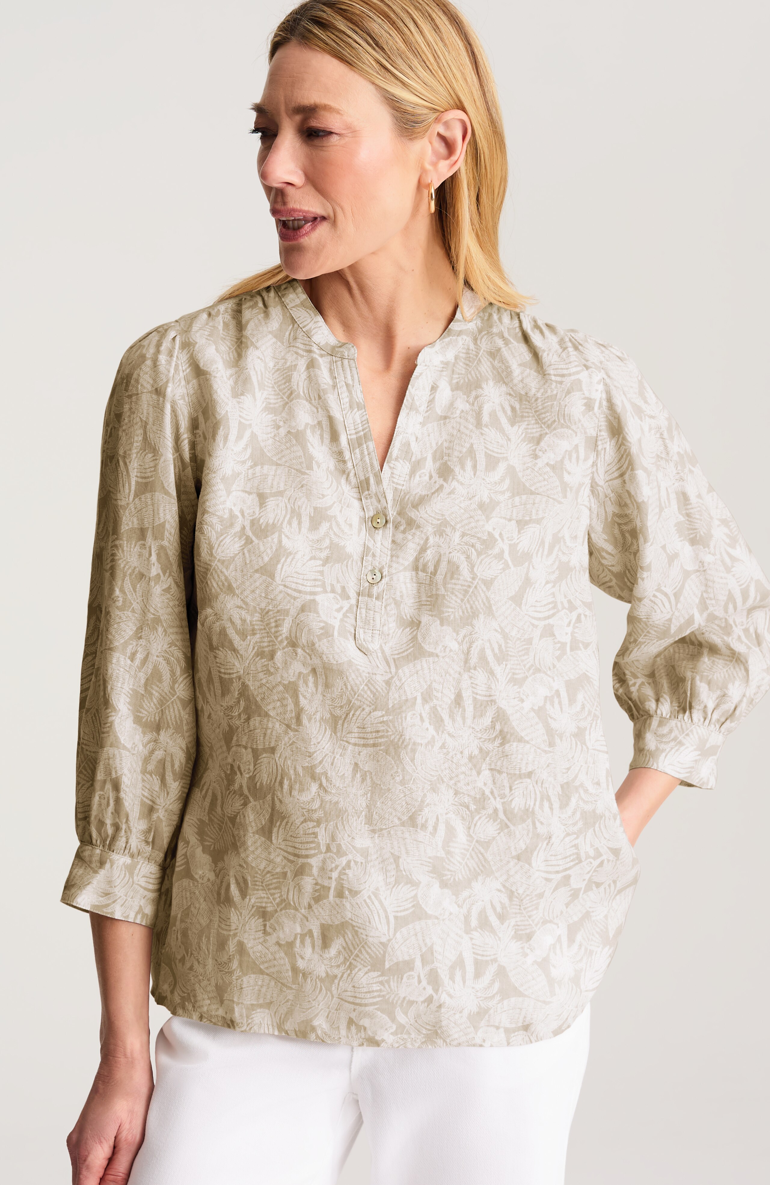 LINEN PUFF-SLEEVE POPOVER | JJill