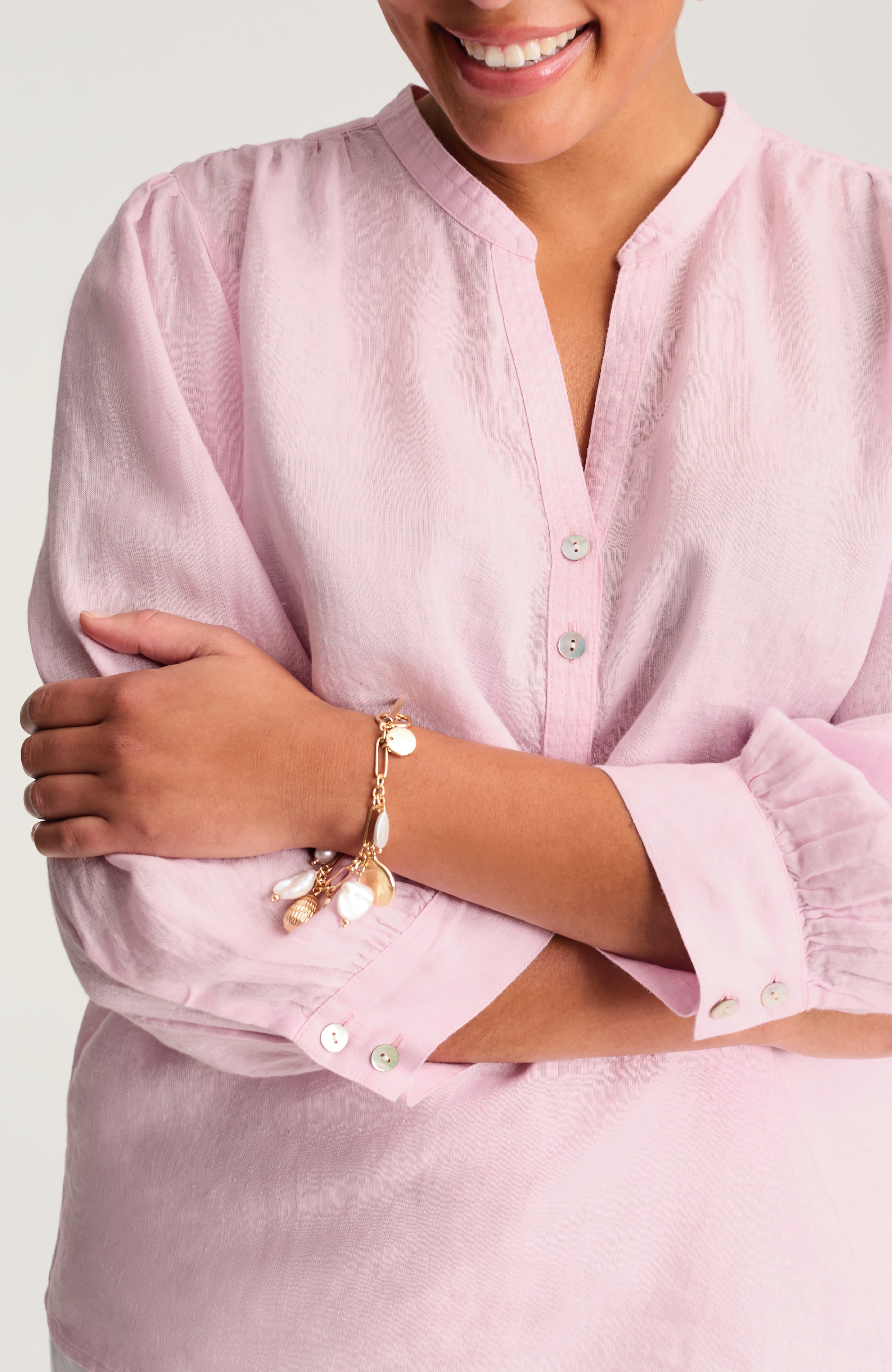 linen puff-sleeve popover