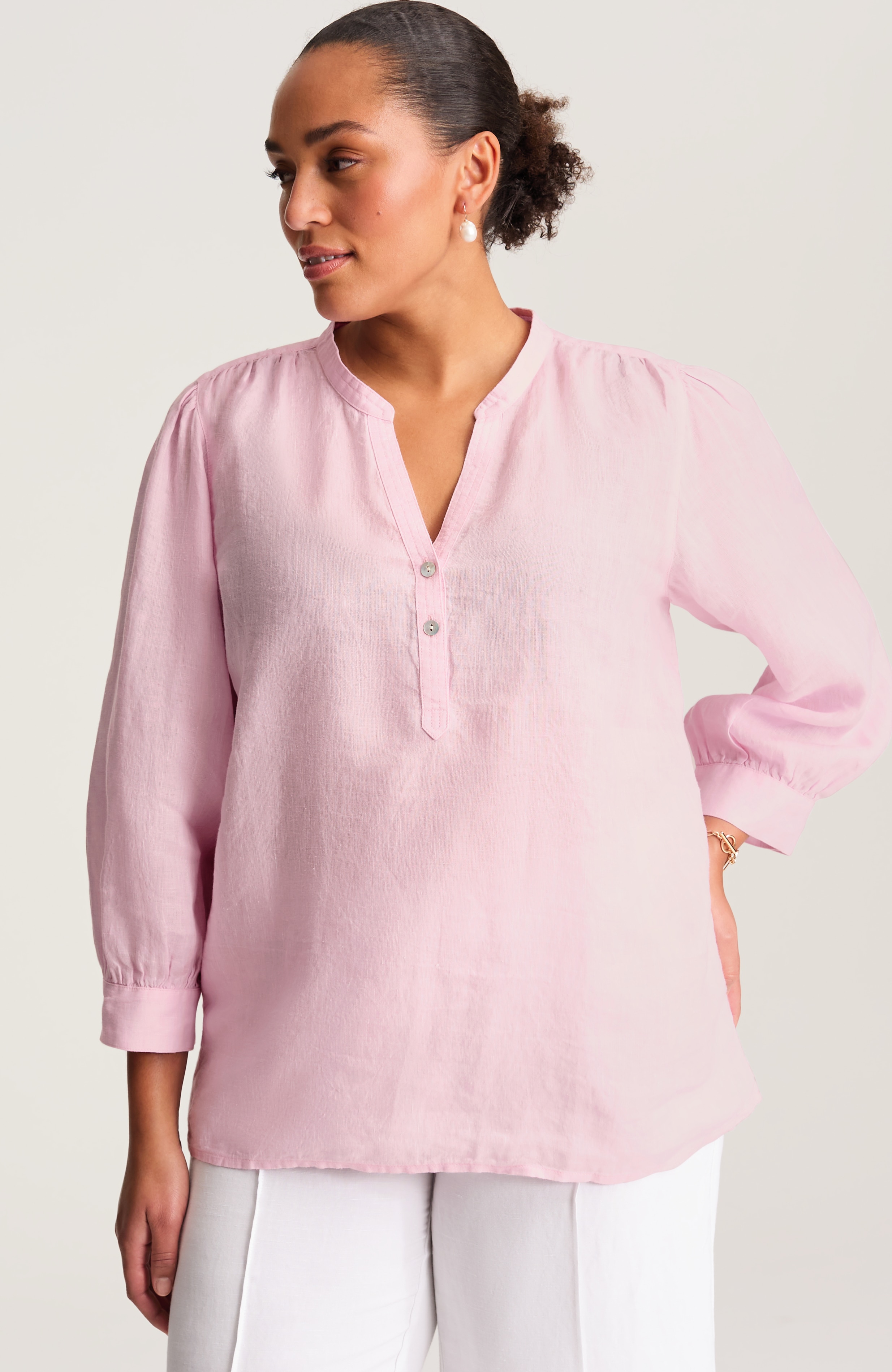 linen puff-sleeve popover