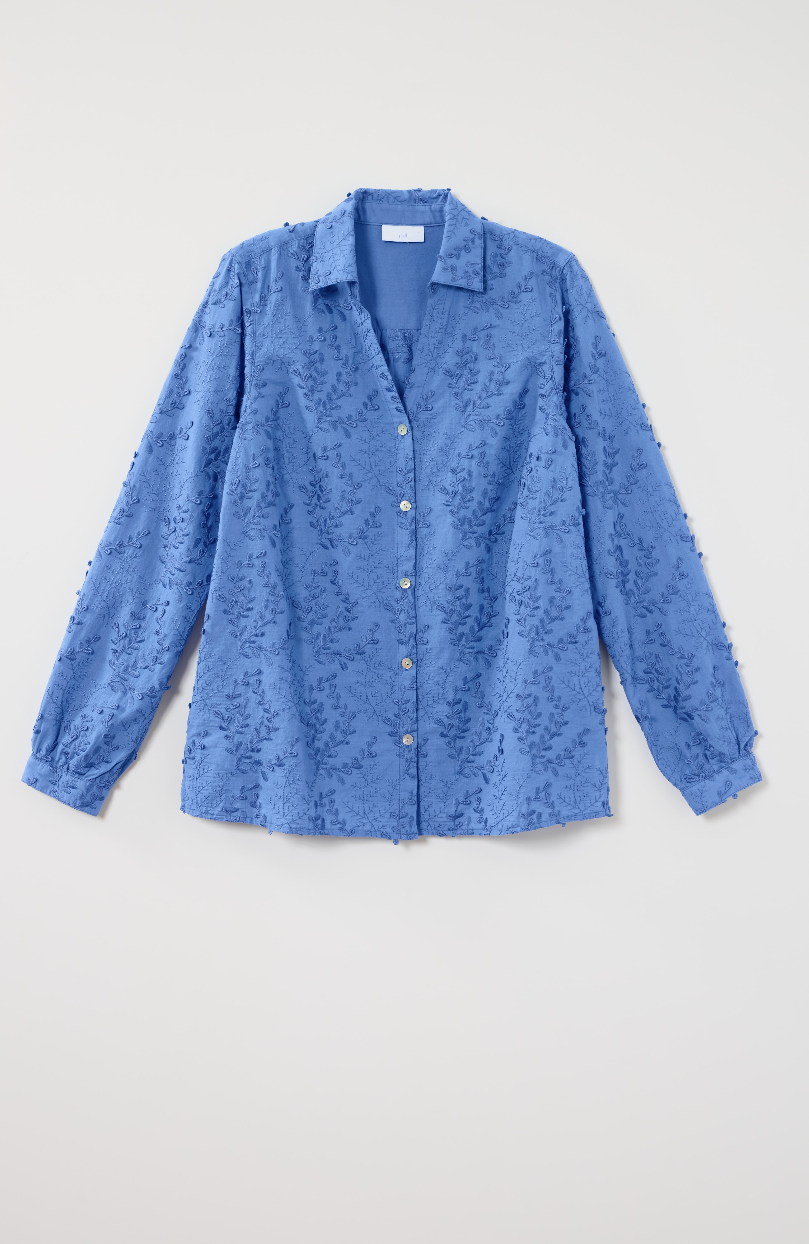 Leaf-Embroidered Cotton Shirt