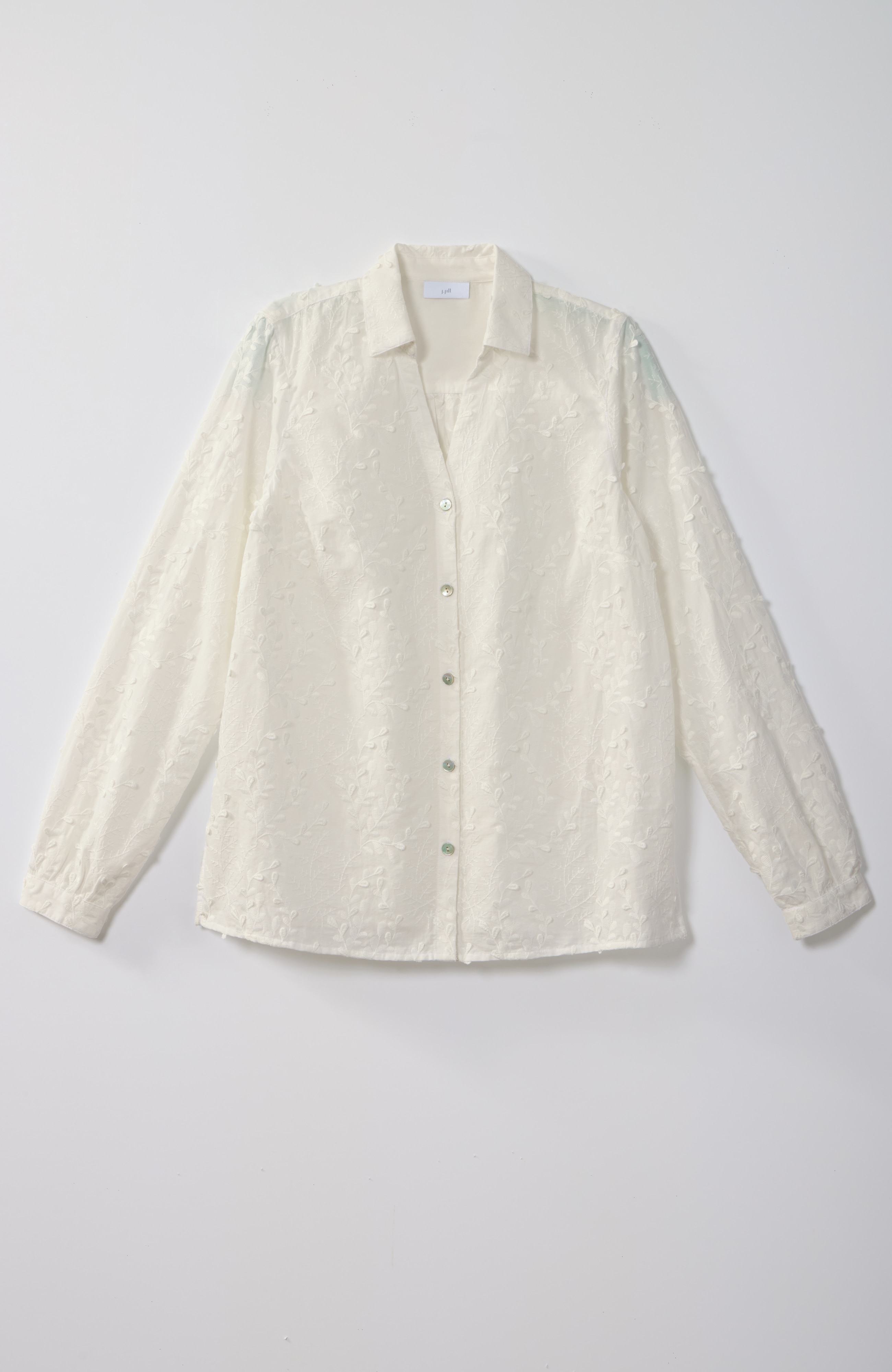 leaf-embroidered cotton shirt