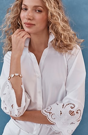 Image for Eyelet Cuffed Button-Front Shirt