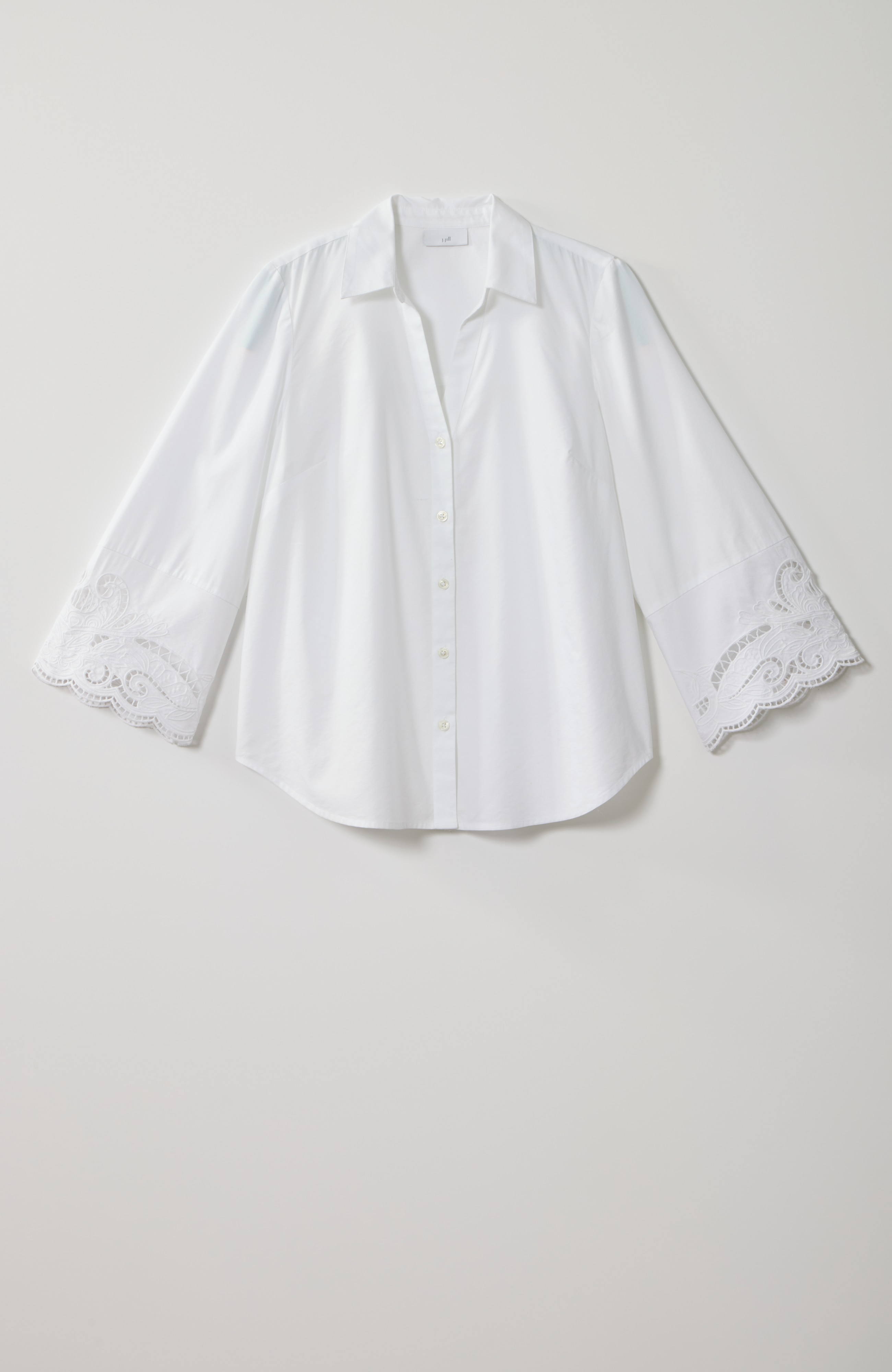 eyelet cuffed button-front shirt