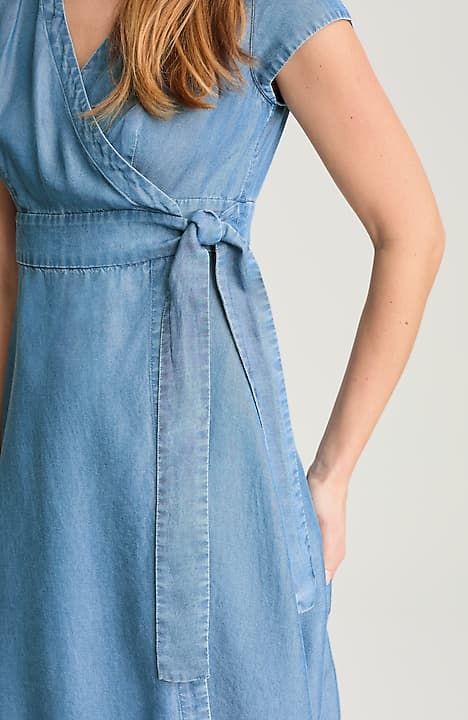 denim lyocell dress Denim dress in lyocell with buttons and short sleeves - Light Blue - Sz.  40-64