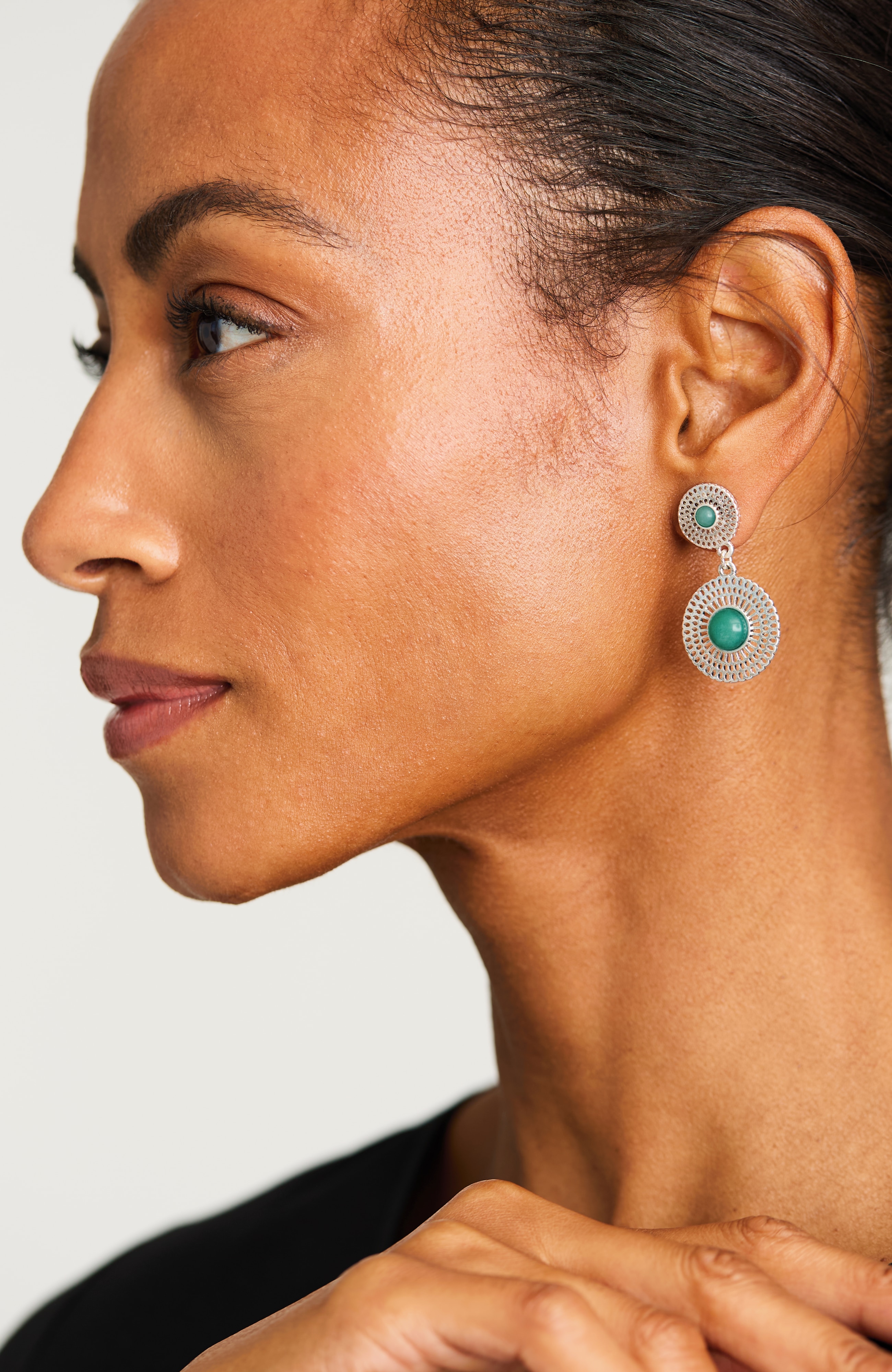 metal & semiprecious drop earrings