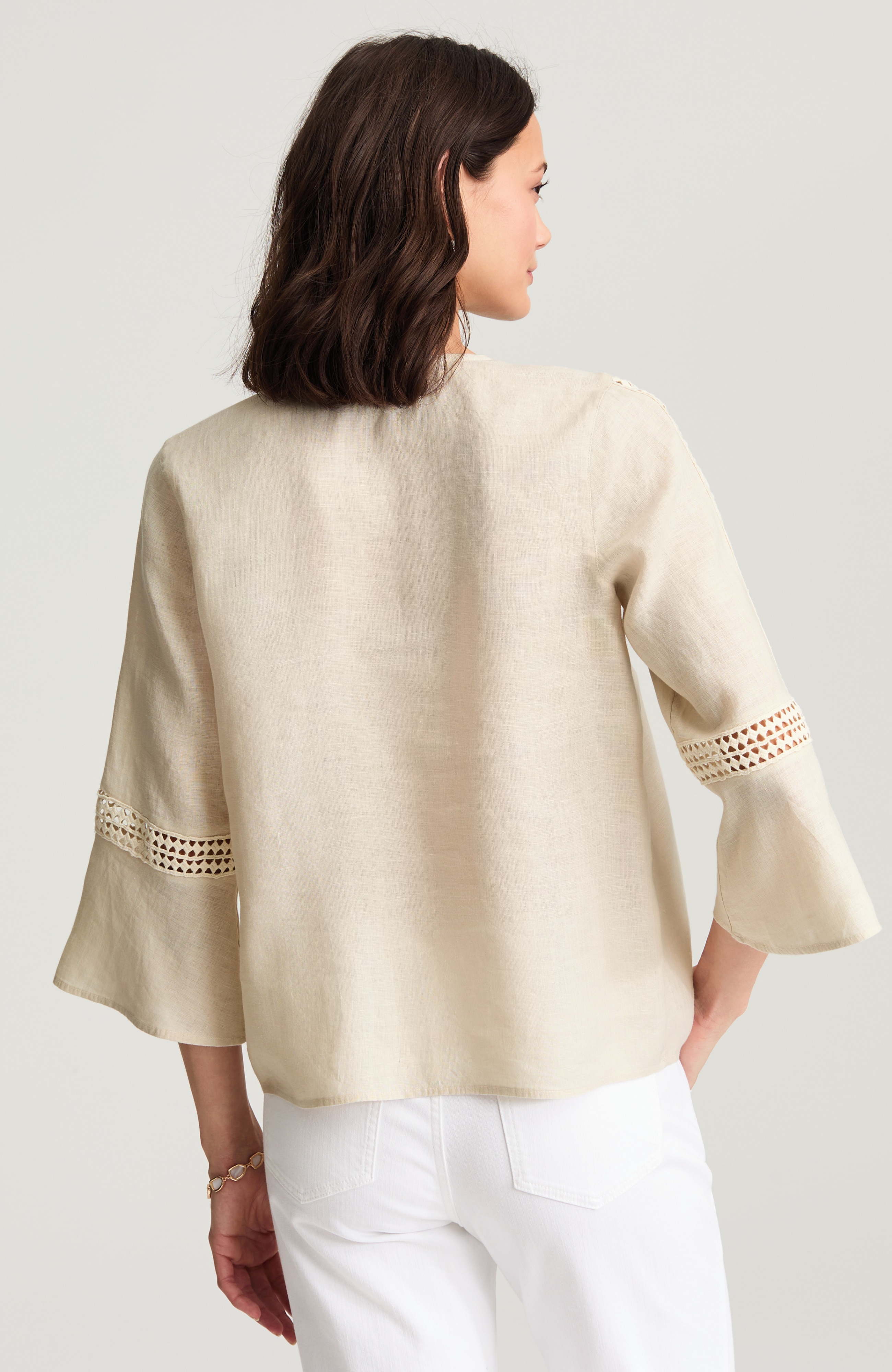 LINEN CROCHET-TRIMMED TOP | JJill