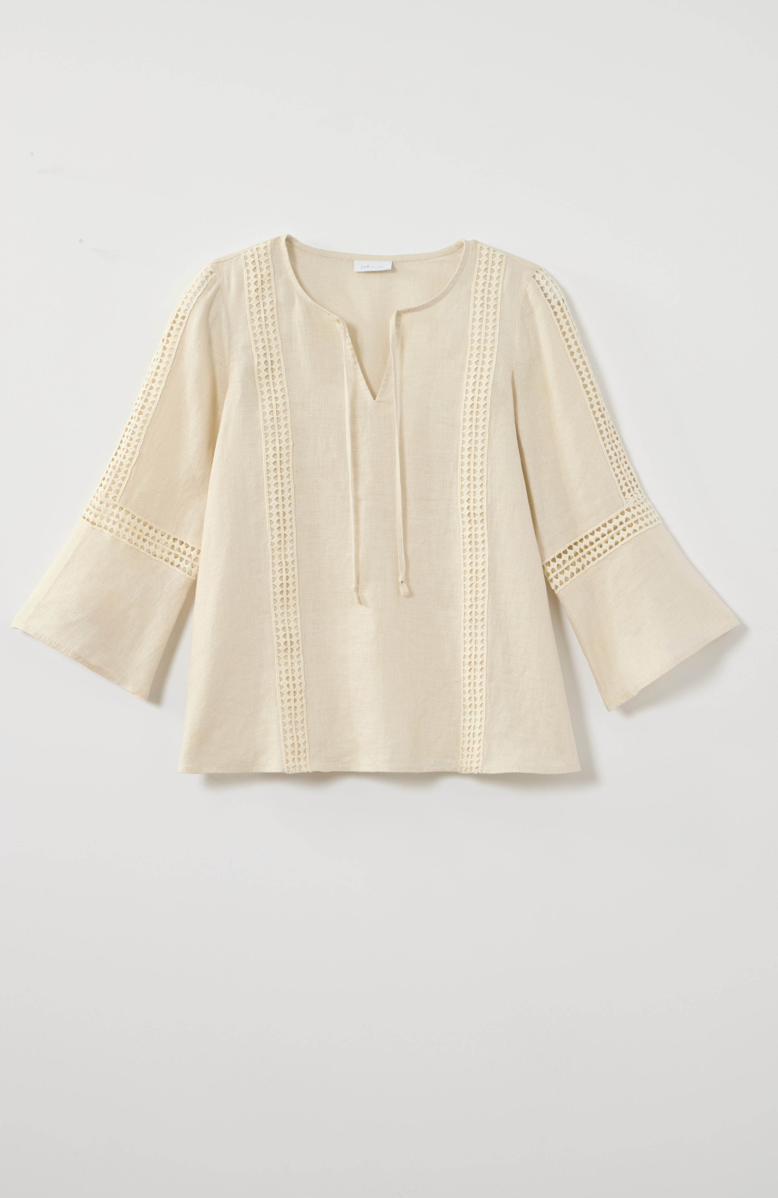 Linen Crochet-Trimmed Top | JJill