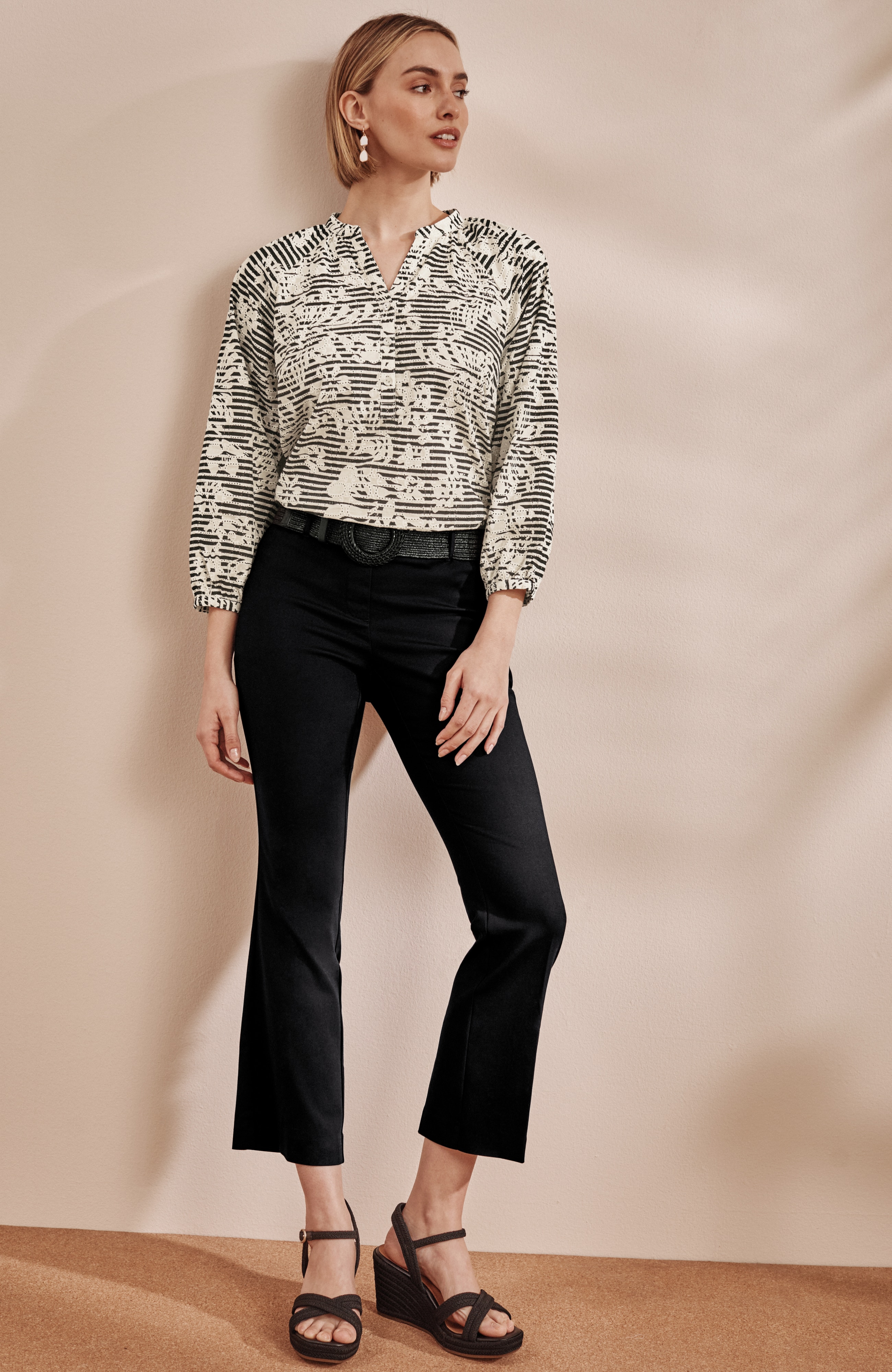 printed eyelet top