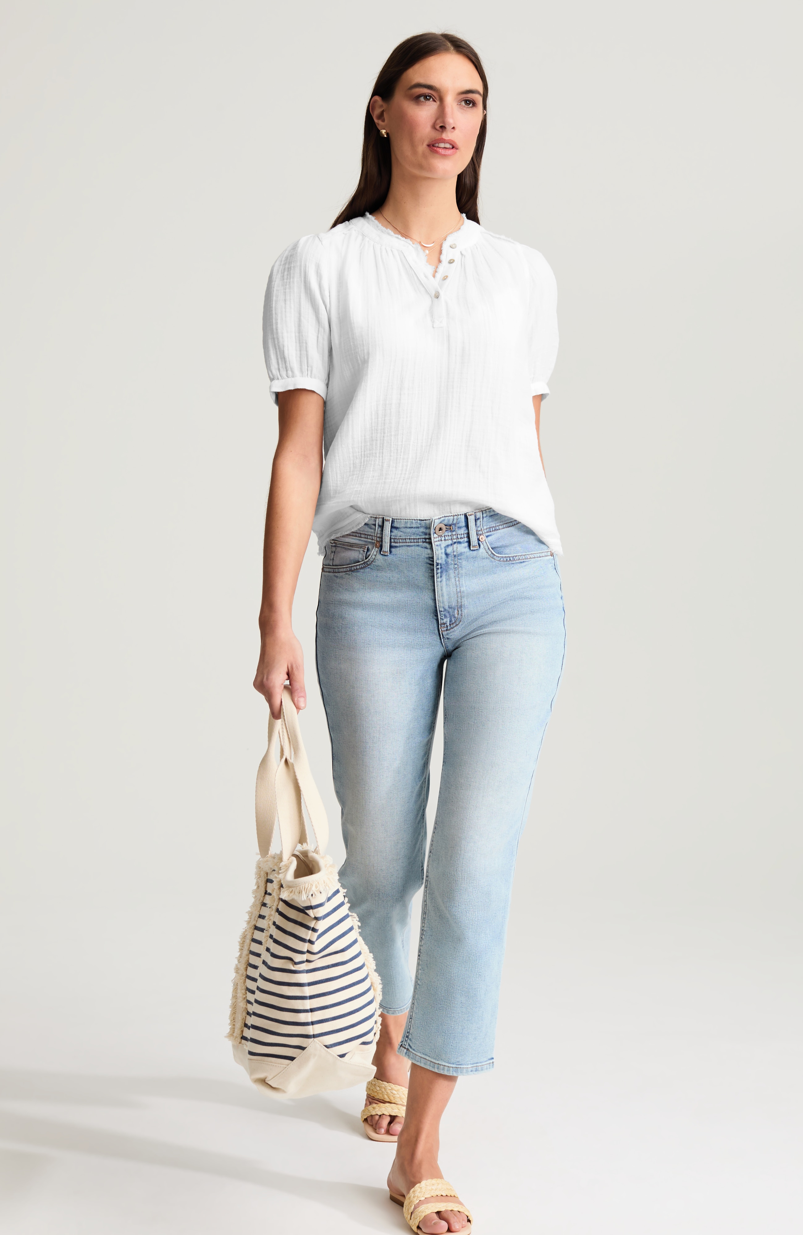 Cotton-Gauze Raw-Edge Popover