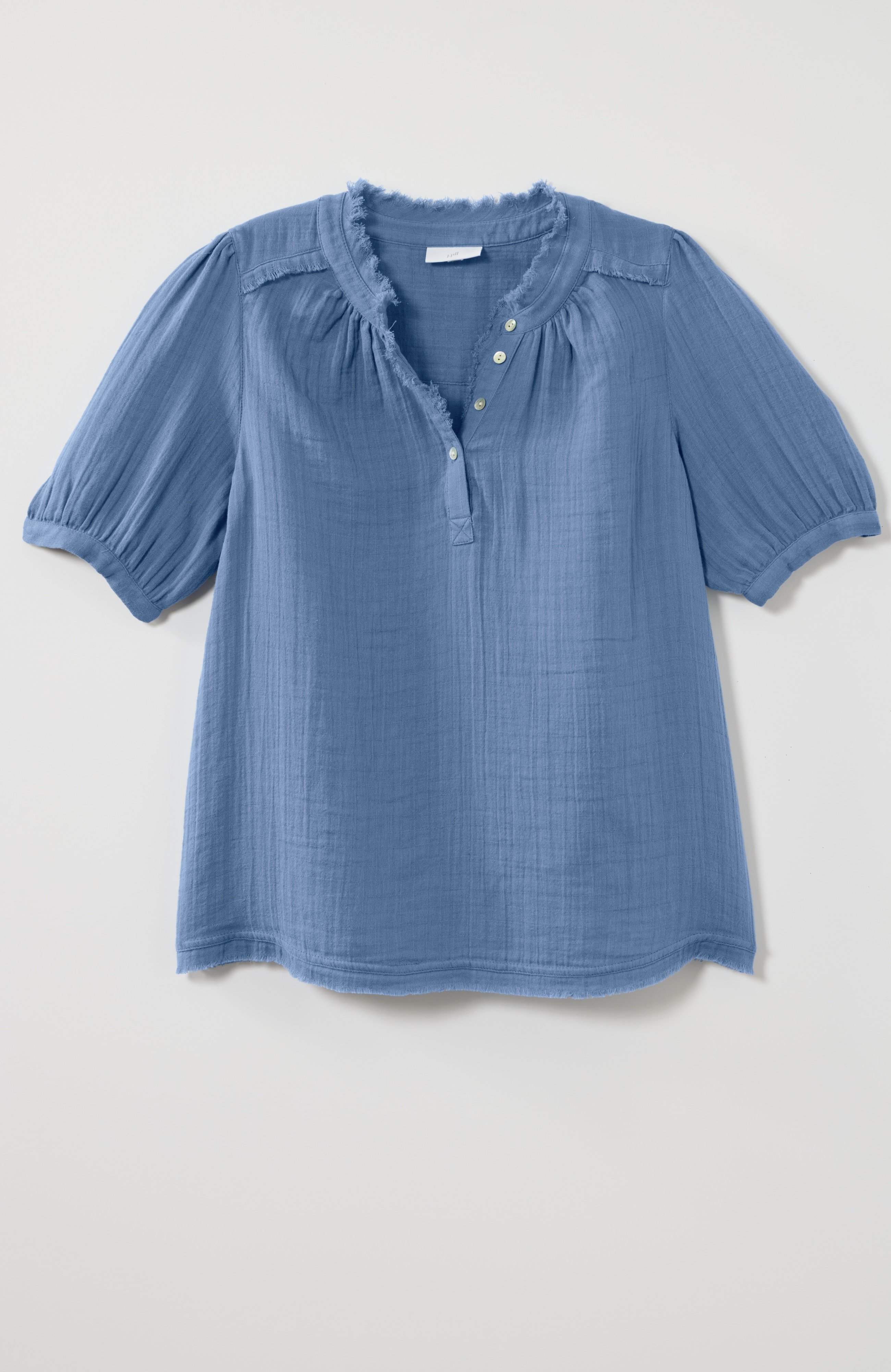 cotton-gauze raw-edge popover
