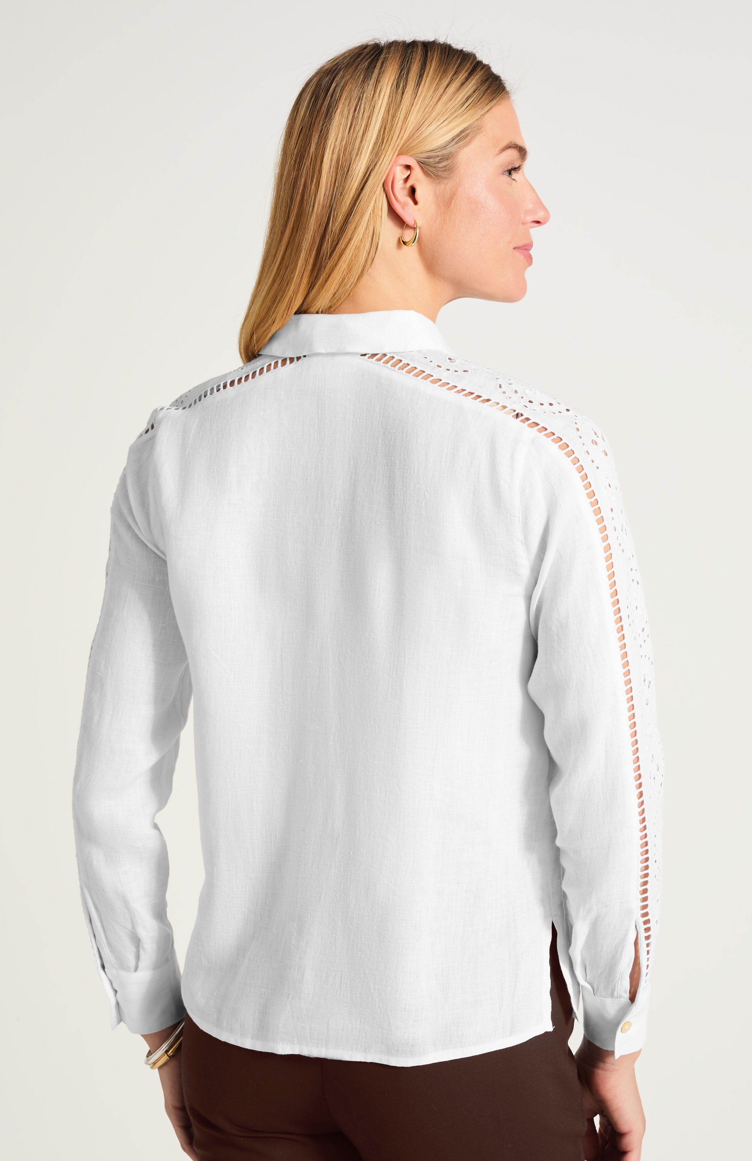 Linen Eyelet Button-Front Shirt | JJill