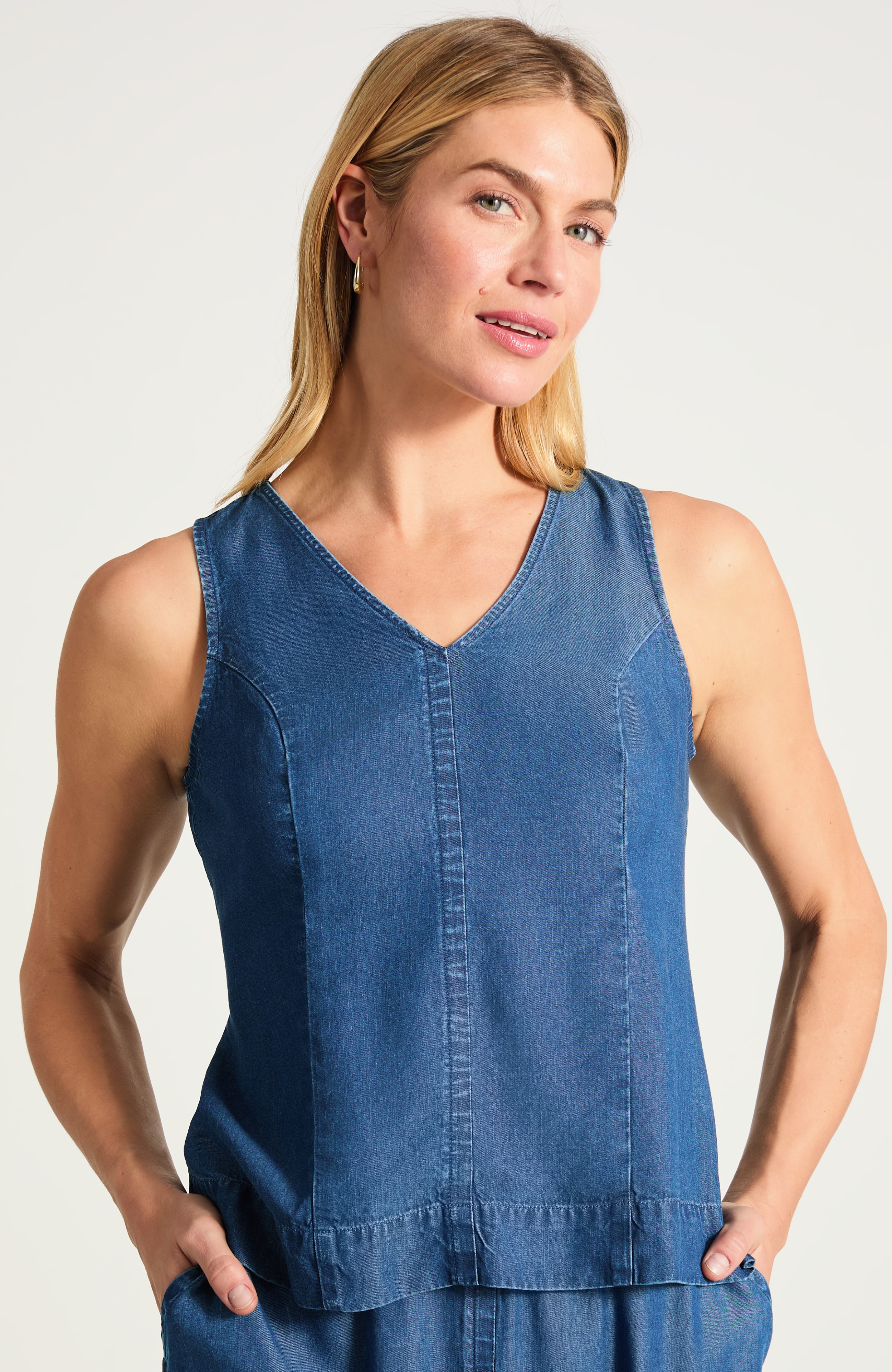 Indigo V-Neck Tank
