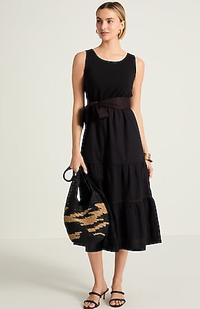 Image for Mixed-Media Belted Dress