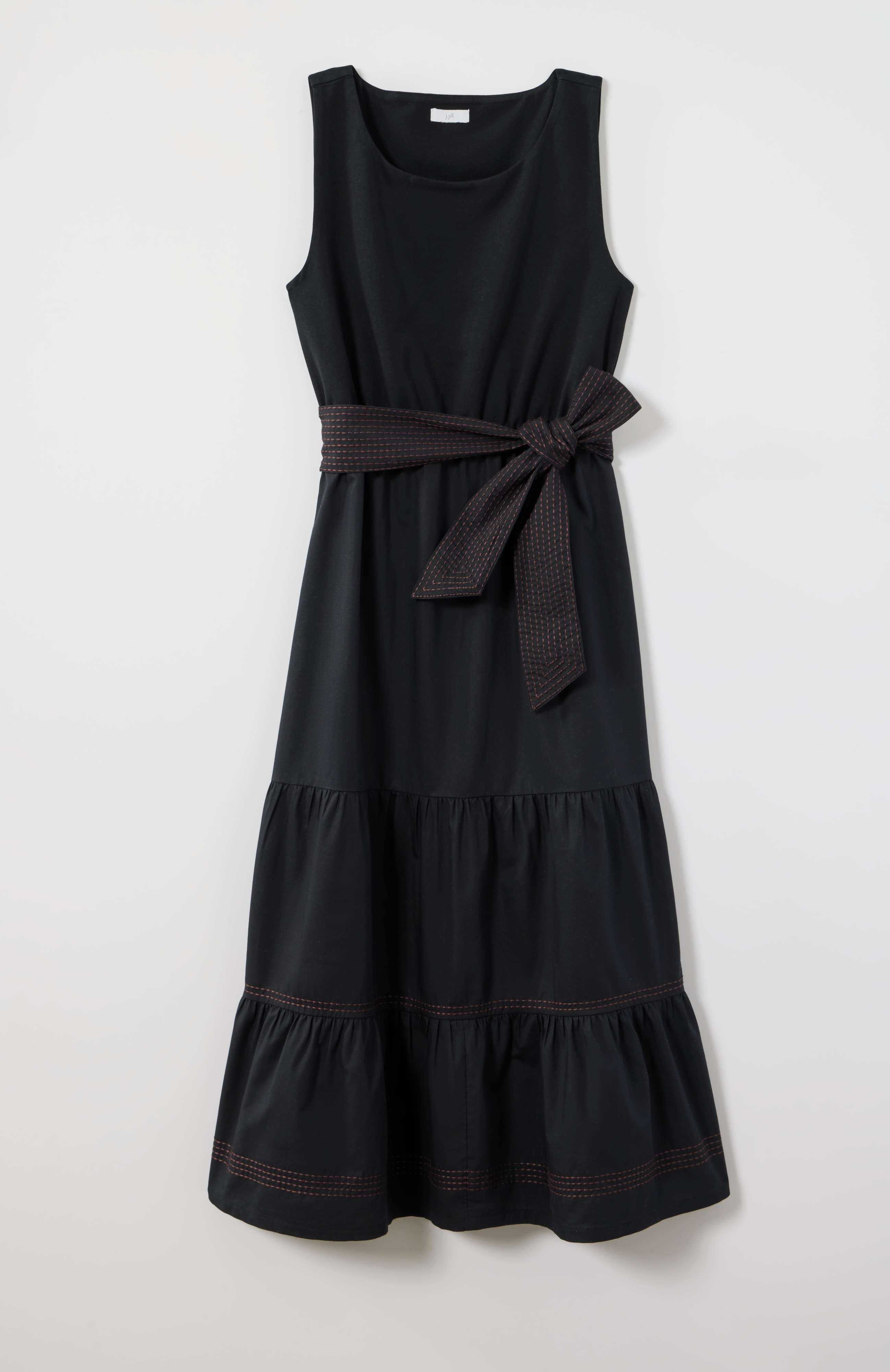 mixed-media belted dress