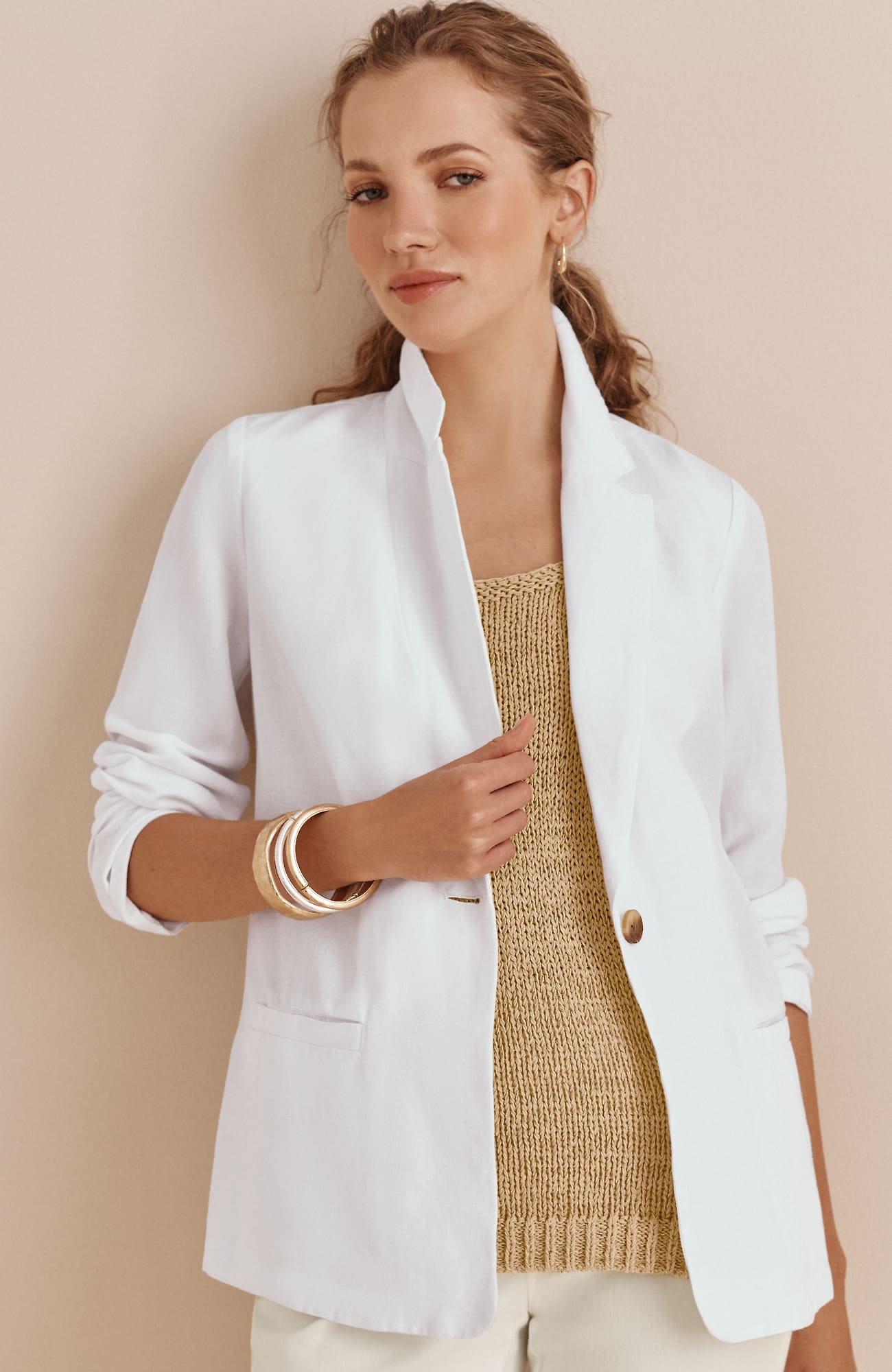 Women's Tall Linen & Rayon Blazer (White) (Size: XLT) J. Jill