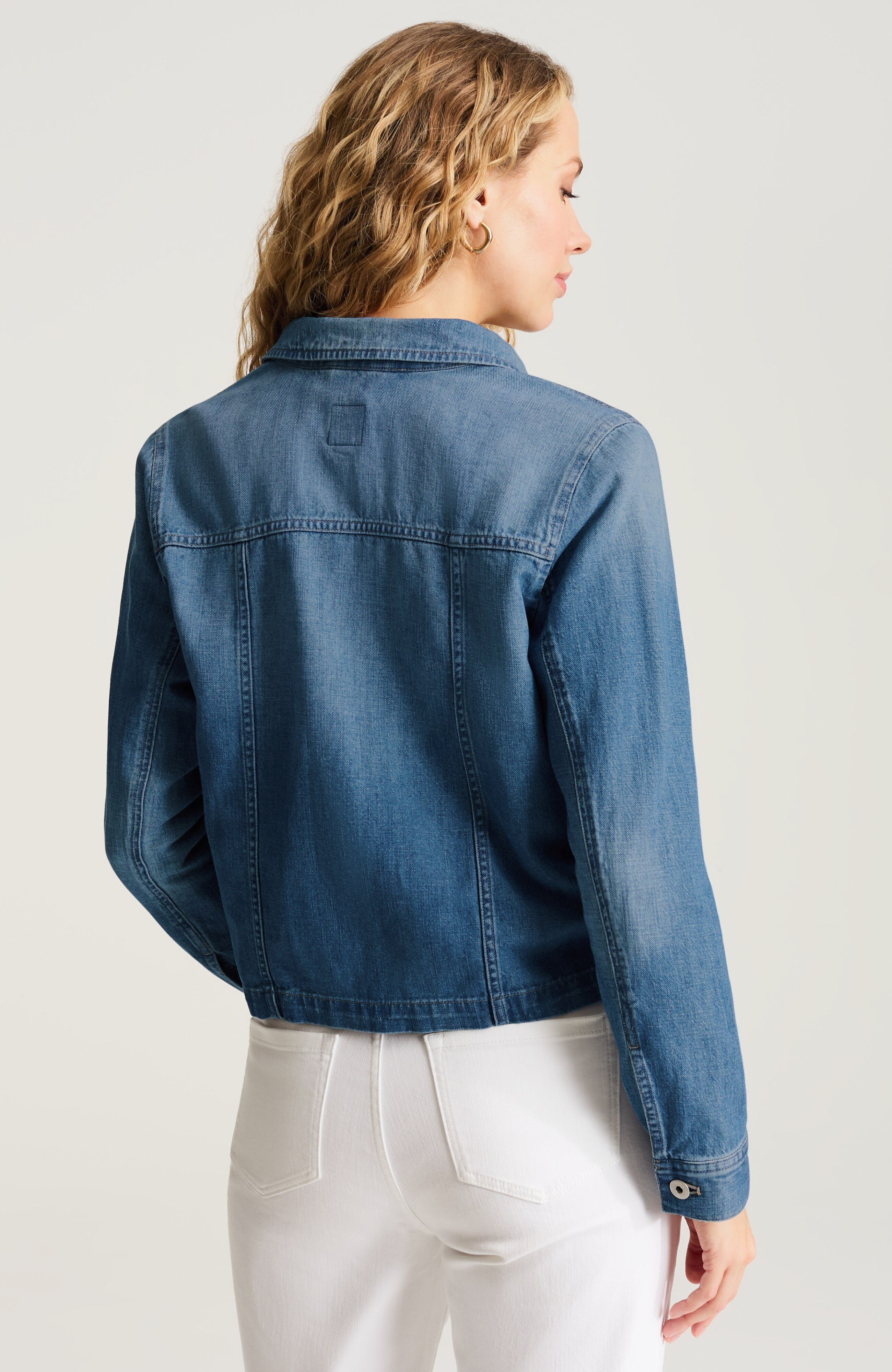 cotton & linen seamed denim jacket