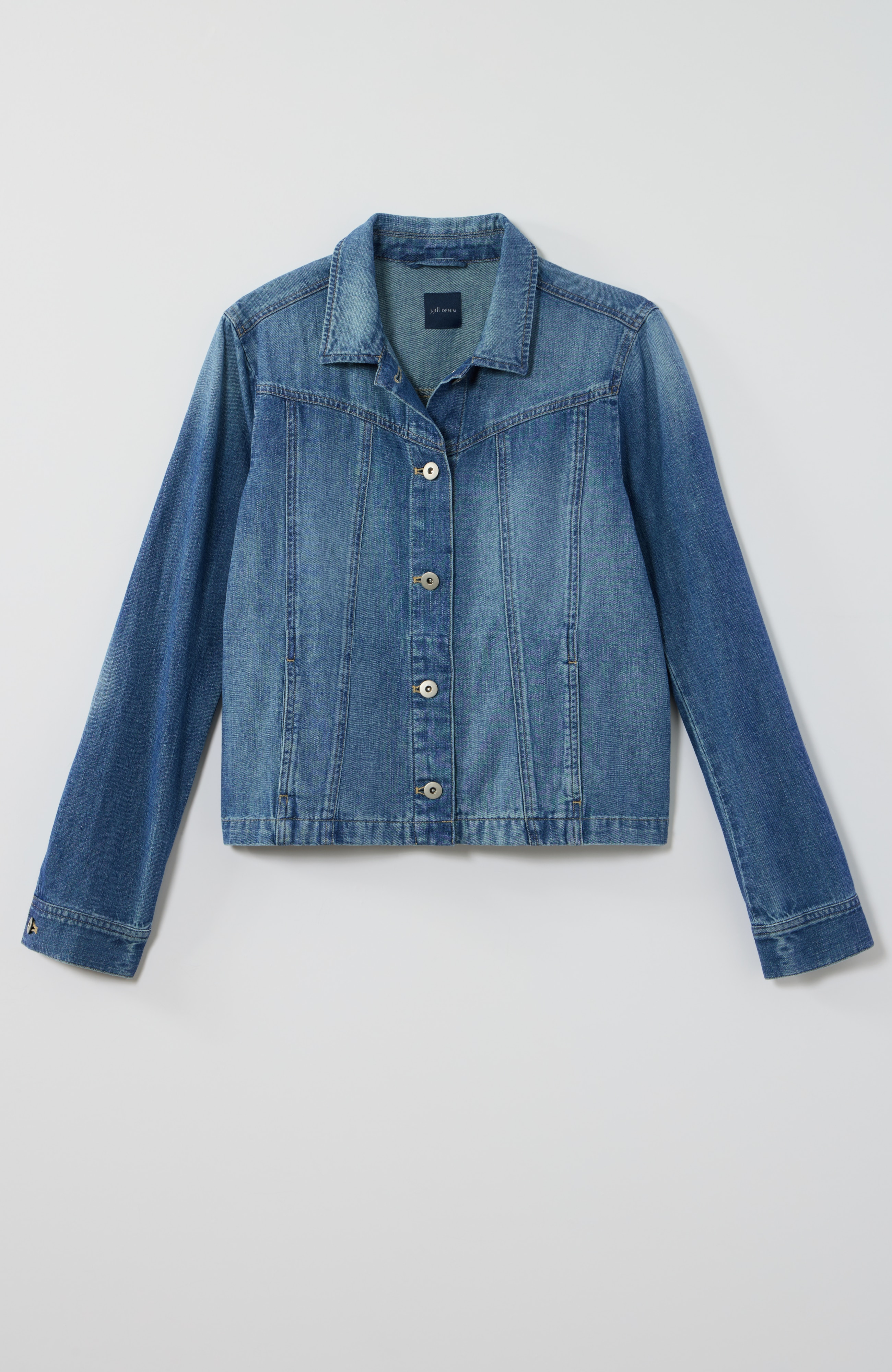 COTTON & LINEN SEAMED DENIM JACKET | JJill