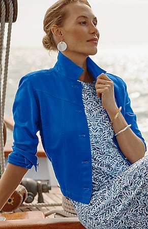 Image for Cotton & Linen Seamed Denim Jacket