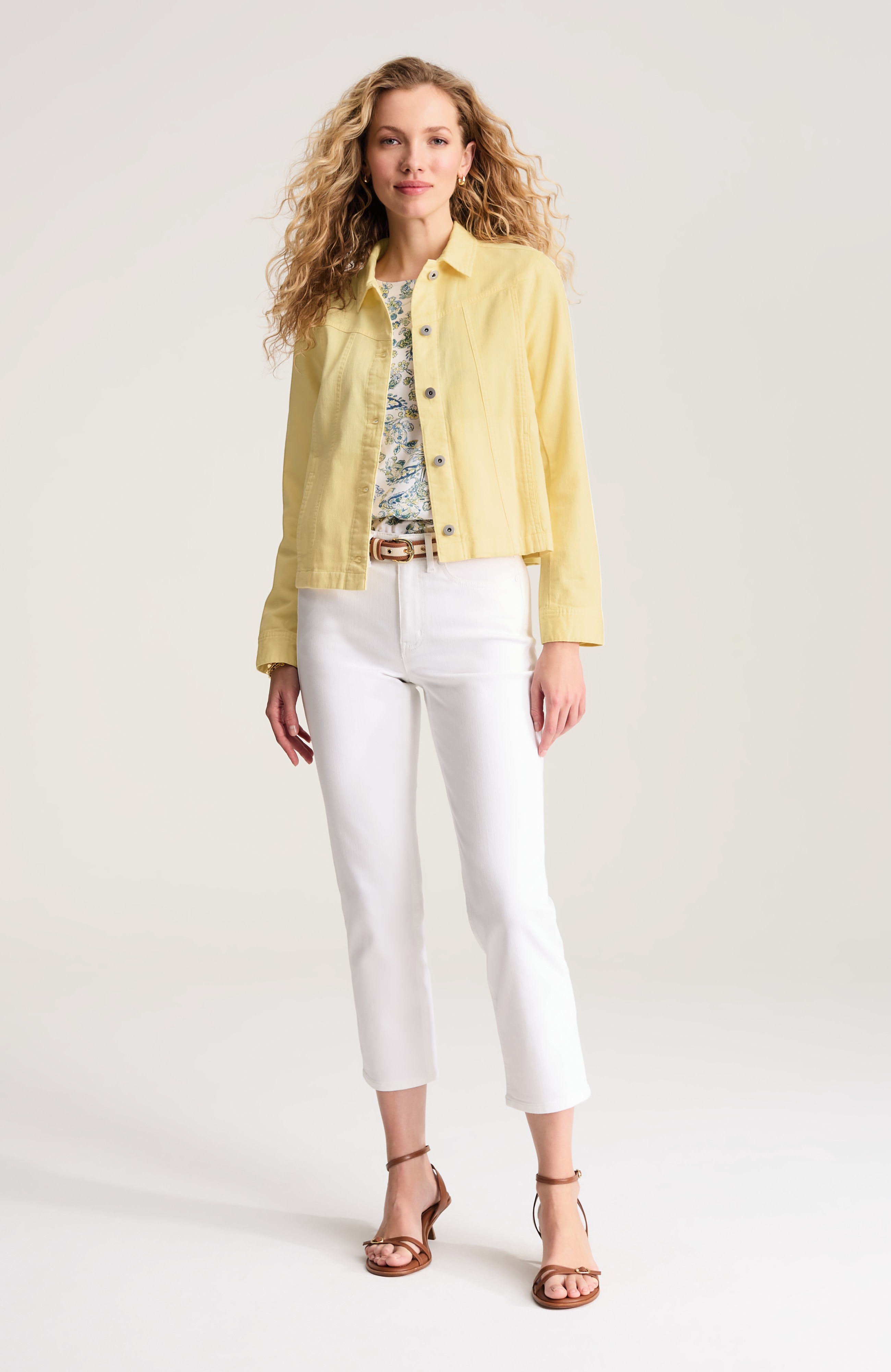 Cotton & Linen Seamed Denim Jacket | JJill