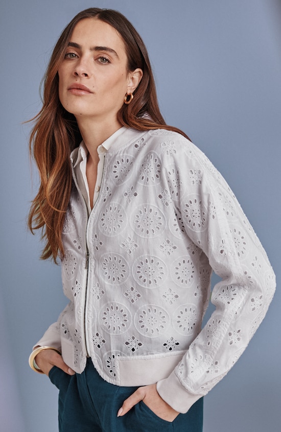 EYELET BOMBER JACKET | JJill
