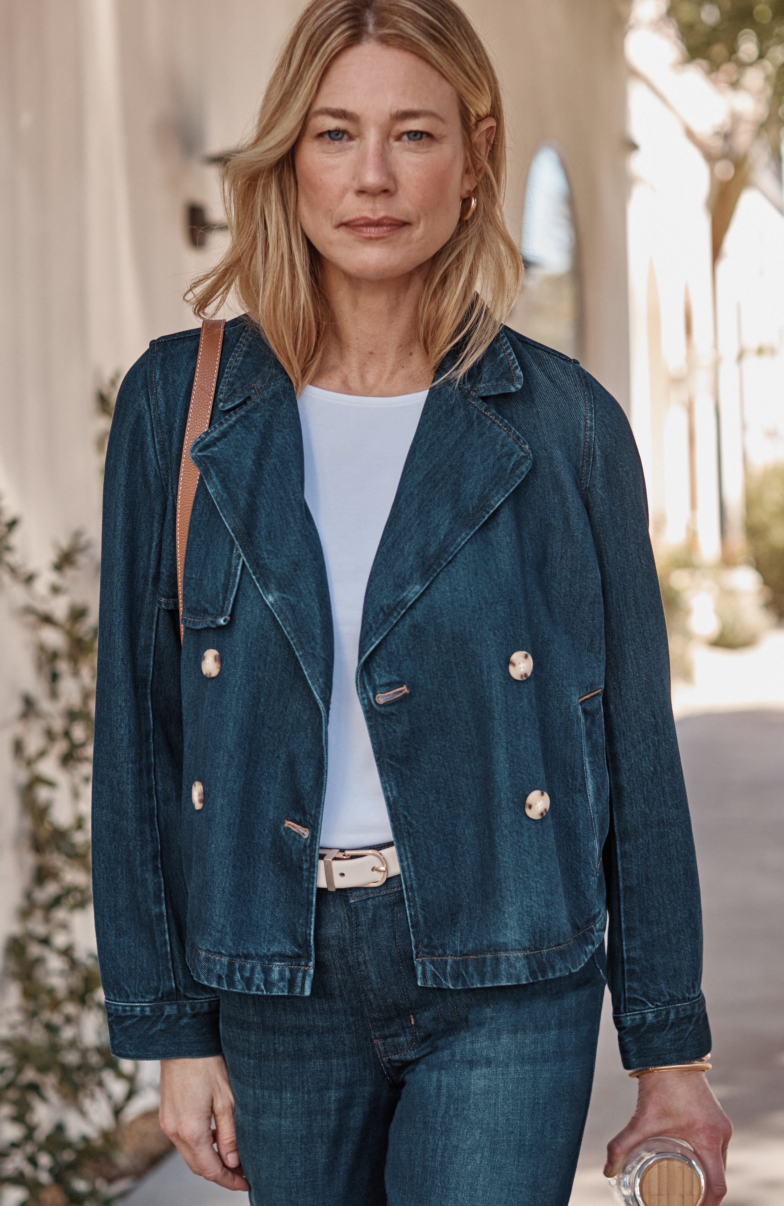 short denim trench