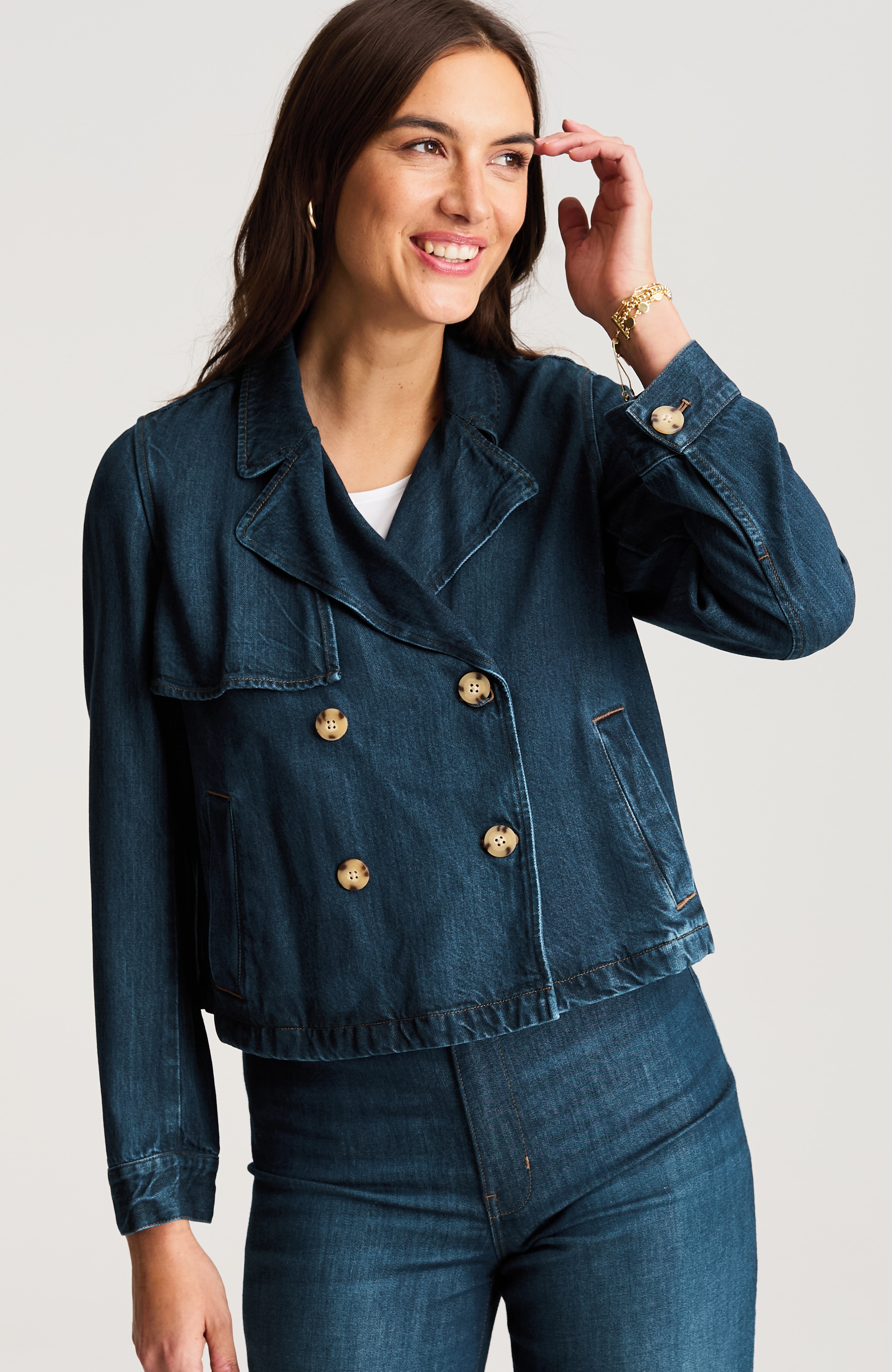 short denim trench