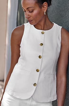 Image for Denim Button-Front Vest