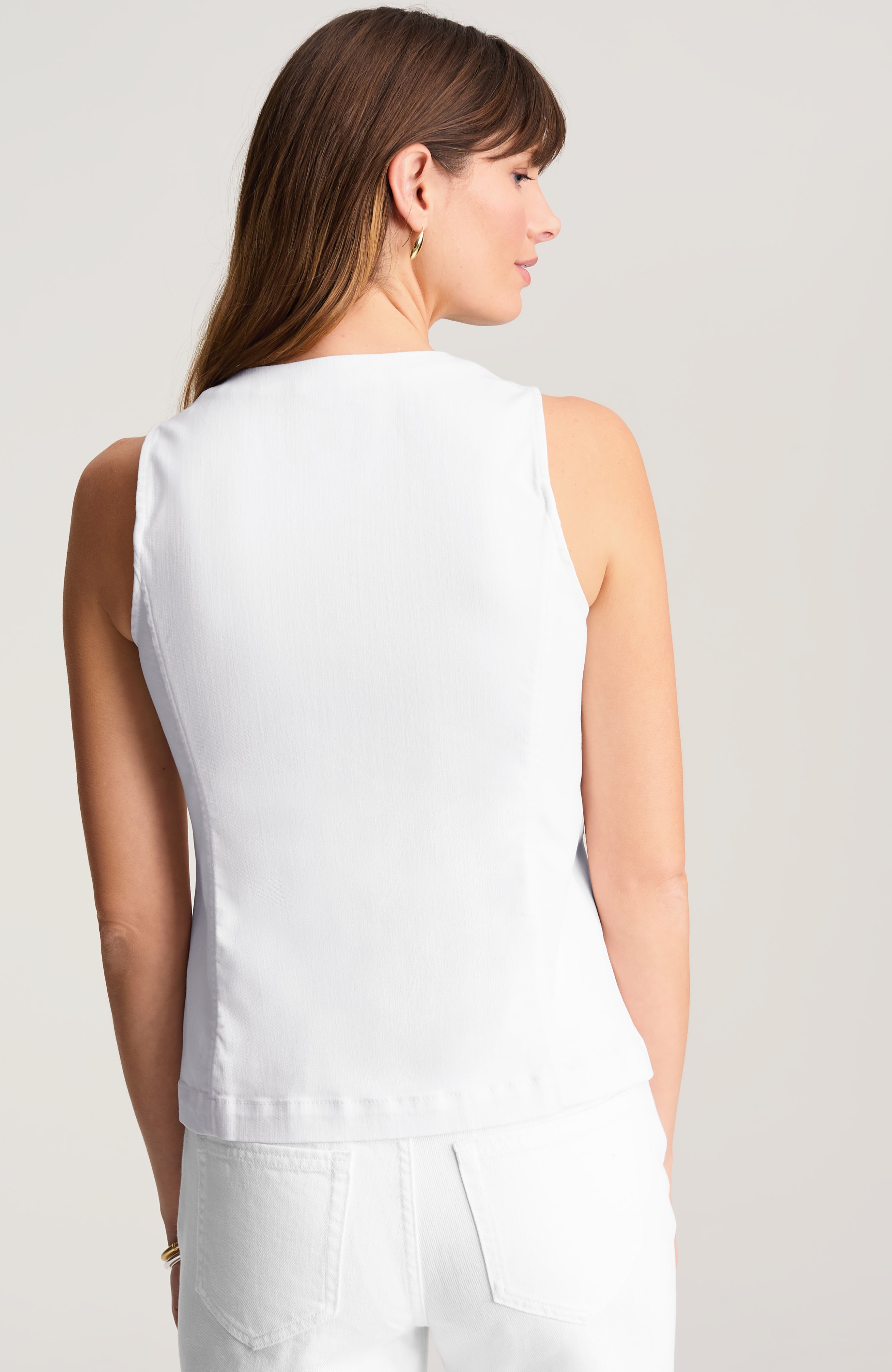 denim button-front vest